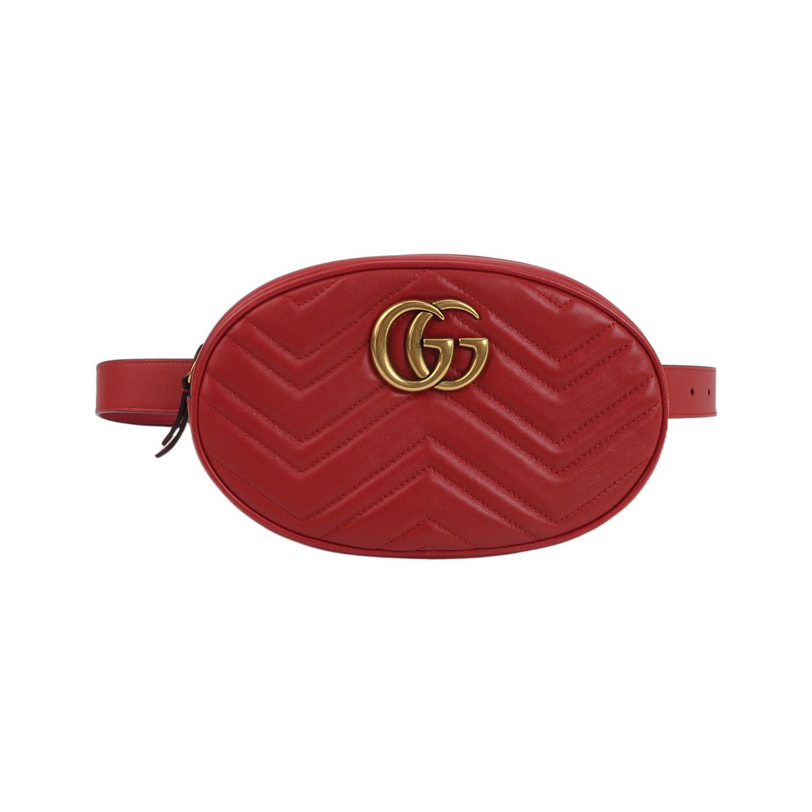 Gucci Gucci GG Marmont Red Leather Belt Bag One Size Size ONE SIZE - 1 Thumbnail