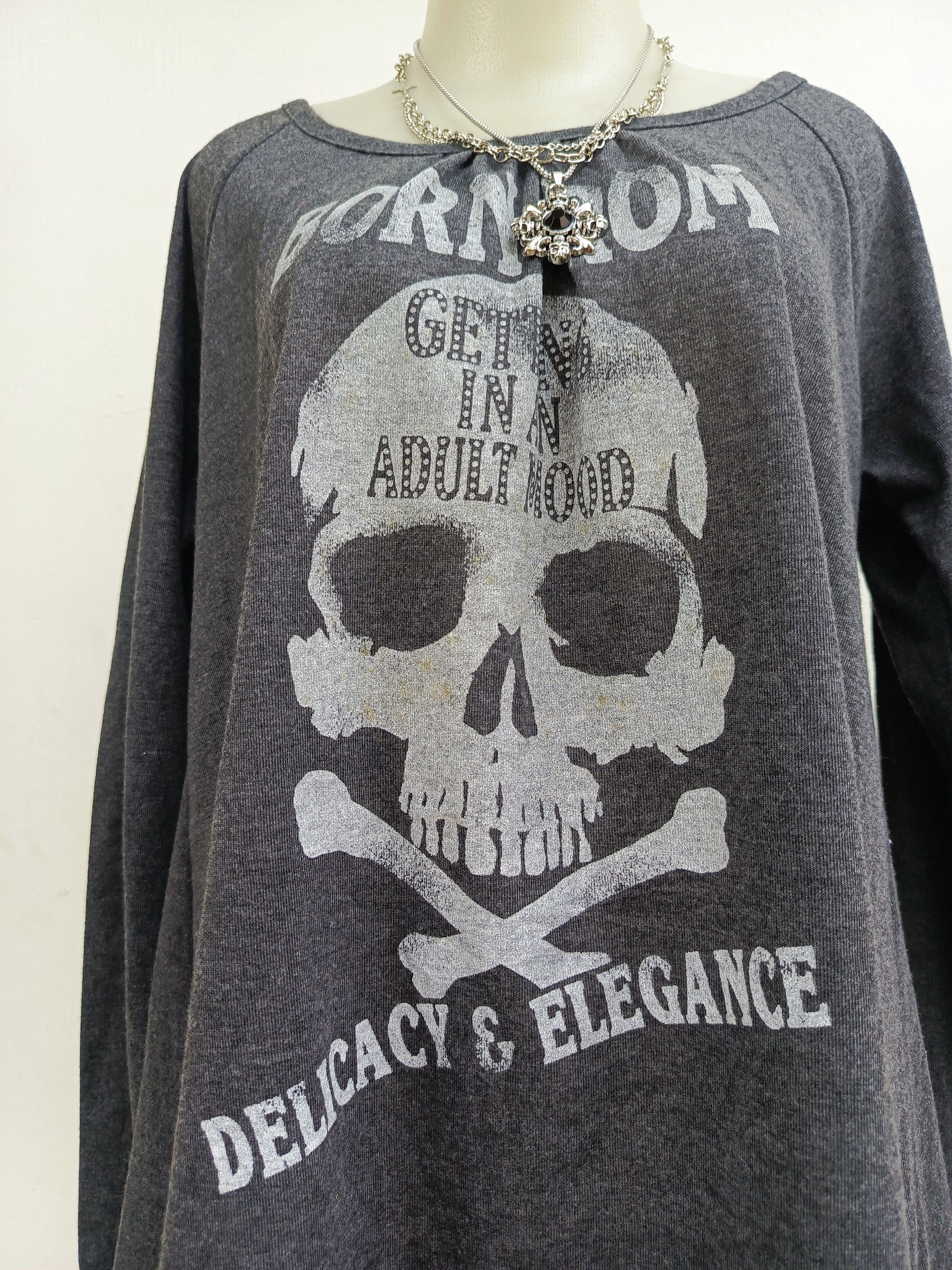 Japanese Brand Chami Chami Skull Print Top Grunge Gothic Size L / US 10 / IT 46 - 3 Thumbnail