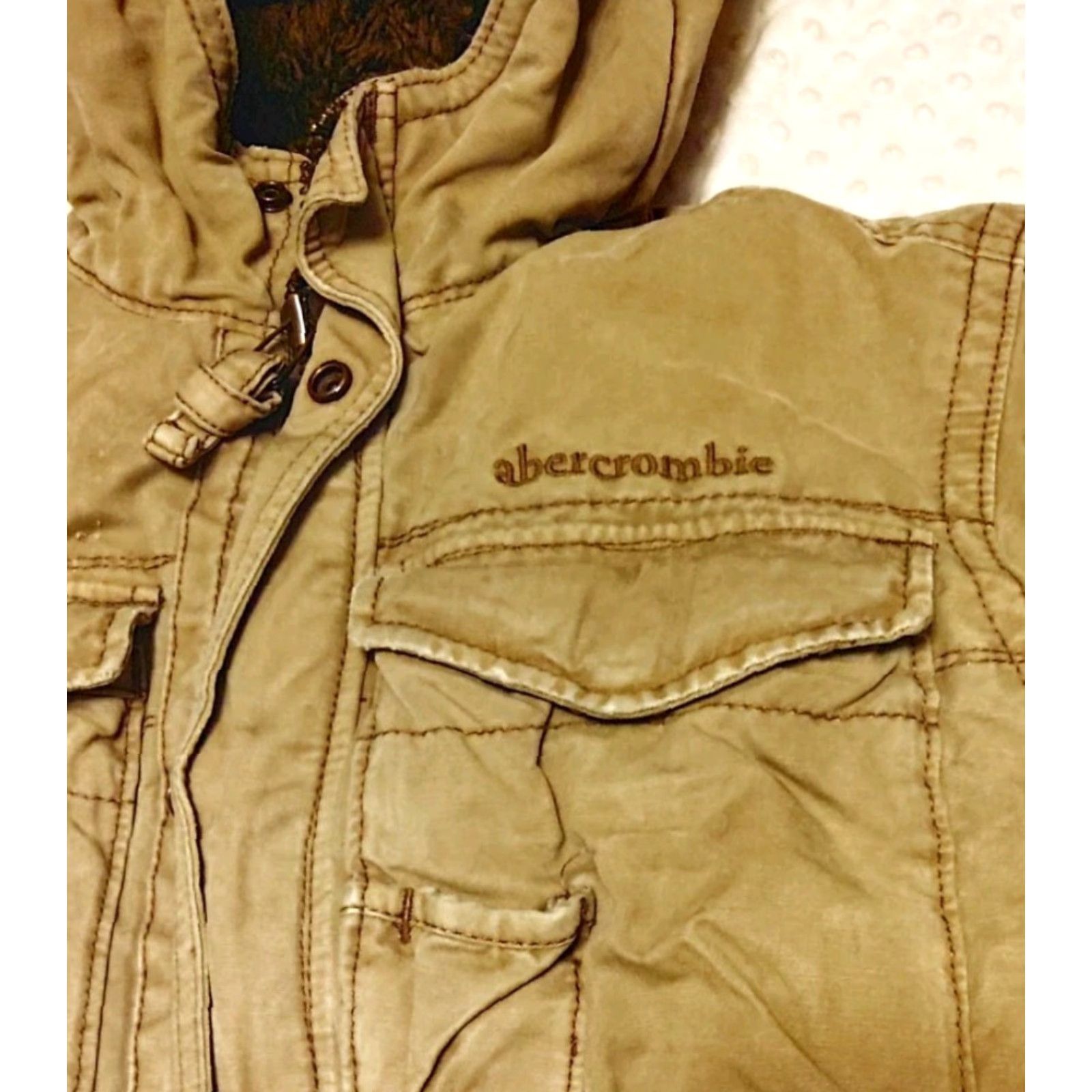 Abercrombie & Fitch VINTAGE Abercrombie & Fitch Wilcox Jacket Mens L Olive Drab Cotton Canvas Parka Hooded Lightweight Size US L / EU 52-54 / 3 - 3 Thumbnail