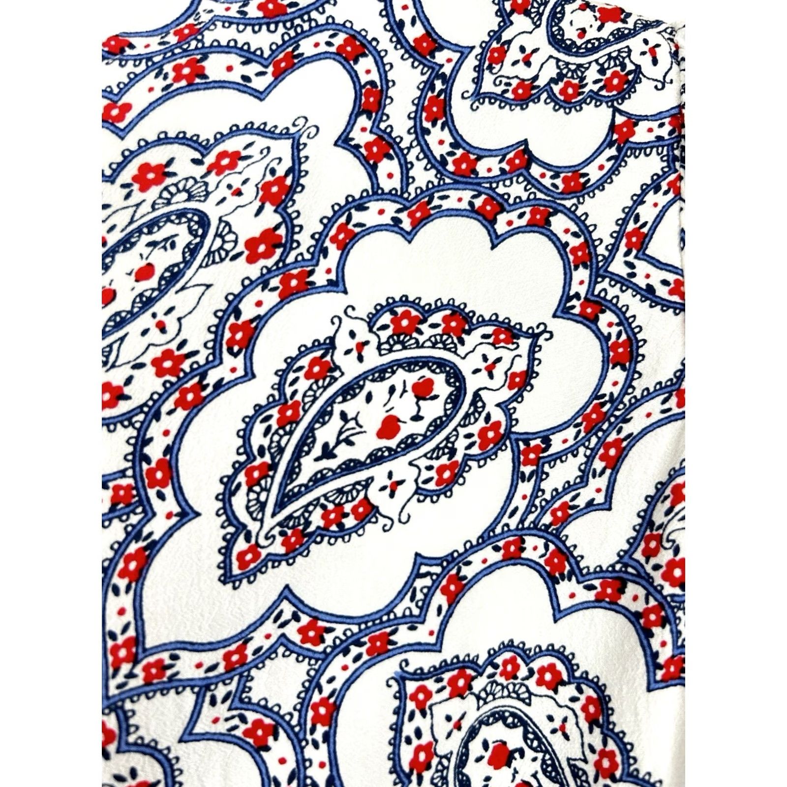 Talbots Talbots Tunic Blouse Womens Large Blue Paisley Lined Ruffle Crew Neck Long Sleeve Size L / US 10 / IT 46 - 4 Thumbnail