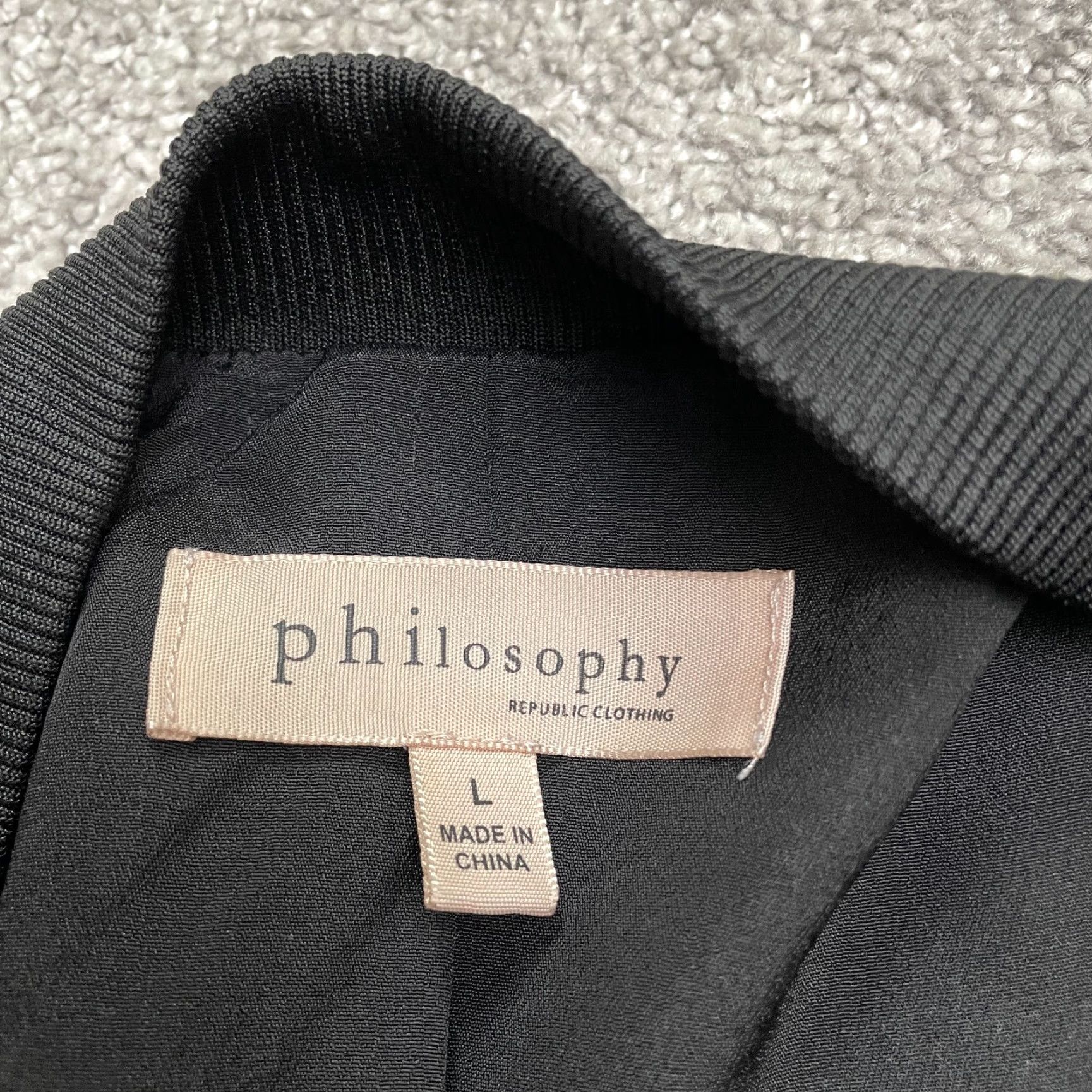 Philosopy Floral Bomber Jacket Women Large Black Full Zip Pockets Casual Outdoor