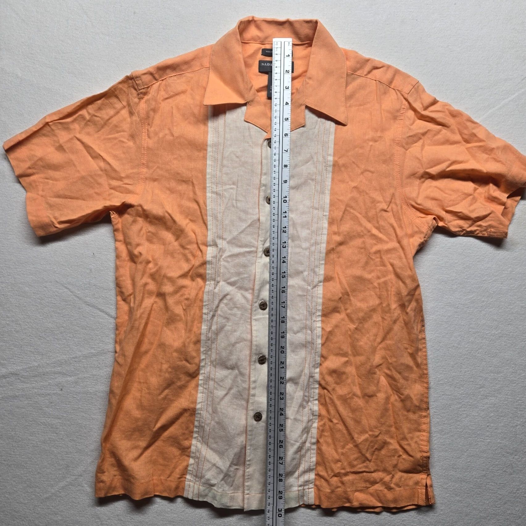 Vintage Saddlebred Shirt Short Sleeve Button-Up Adult Men's Size M Orange Front Button-Down Casual 90s? Size US M / EU 48-50 / 2 - 6 Thumbnail