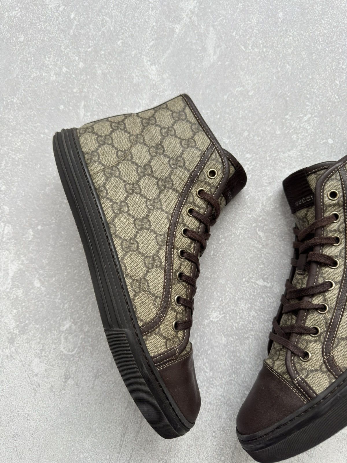 Vintage Vintage Gucci High Top GG Brown Monogram Leather Shoes Size US 8.5 / EU 41-42 - 7 Thumbnail