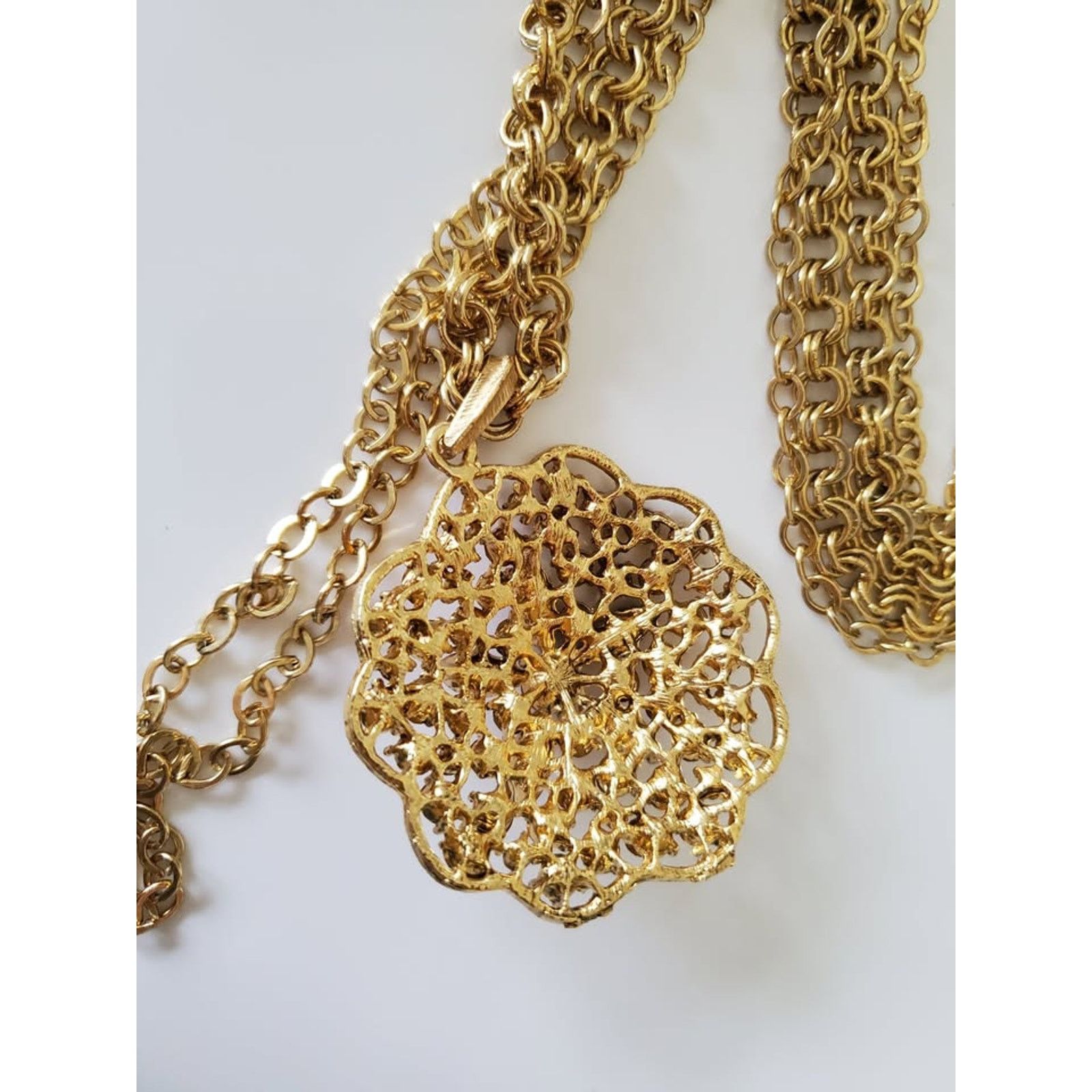 Other Vintage Orange and Amber Rhinestone Double Strand Necklace Size ONE SIZE - 4 Thumbnail