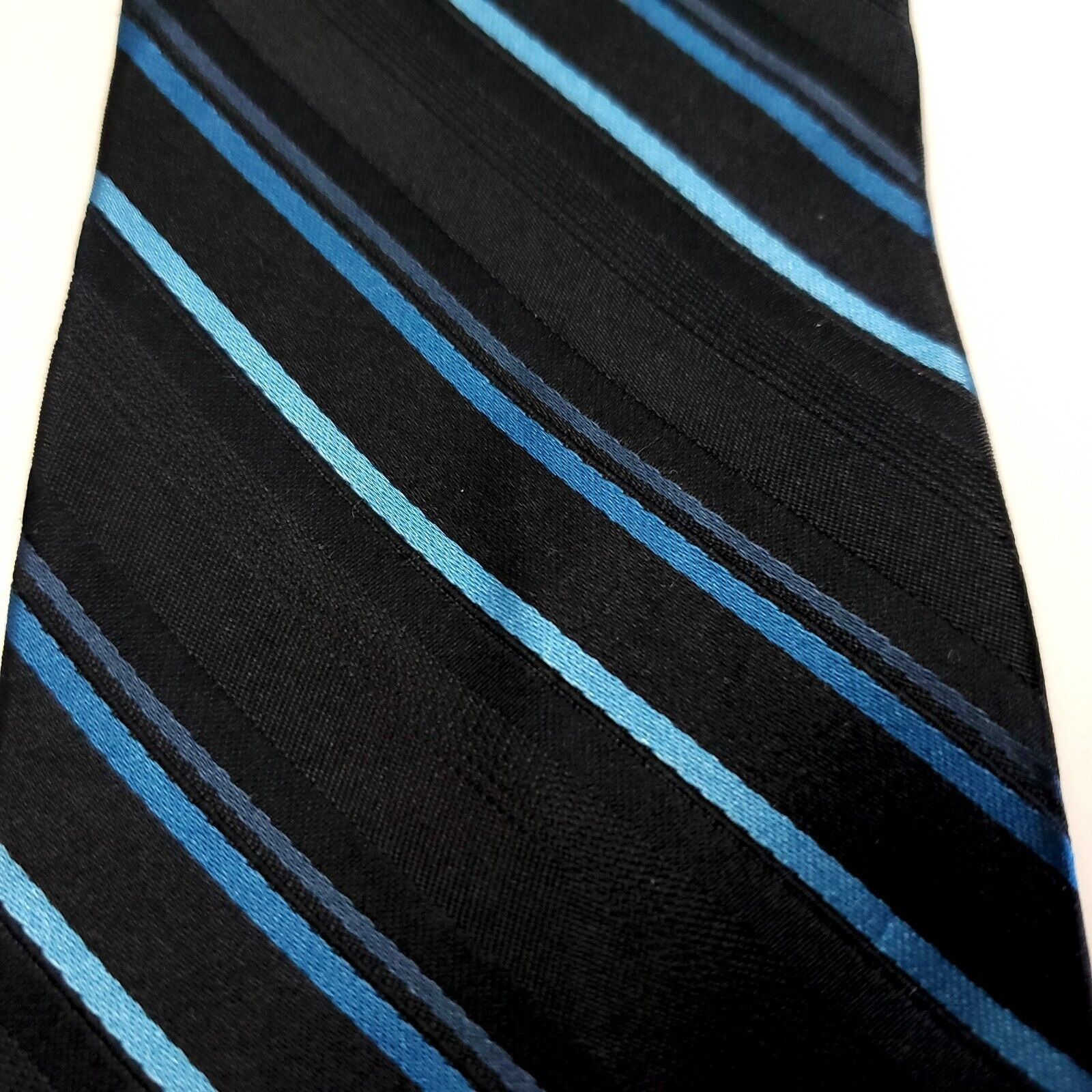 Liz Claiborne Axcess Claiborne Black Teal Striped Woven Silk Tie Size ONE SIZE - 2 Thumbnail