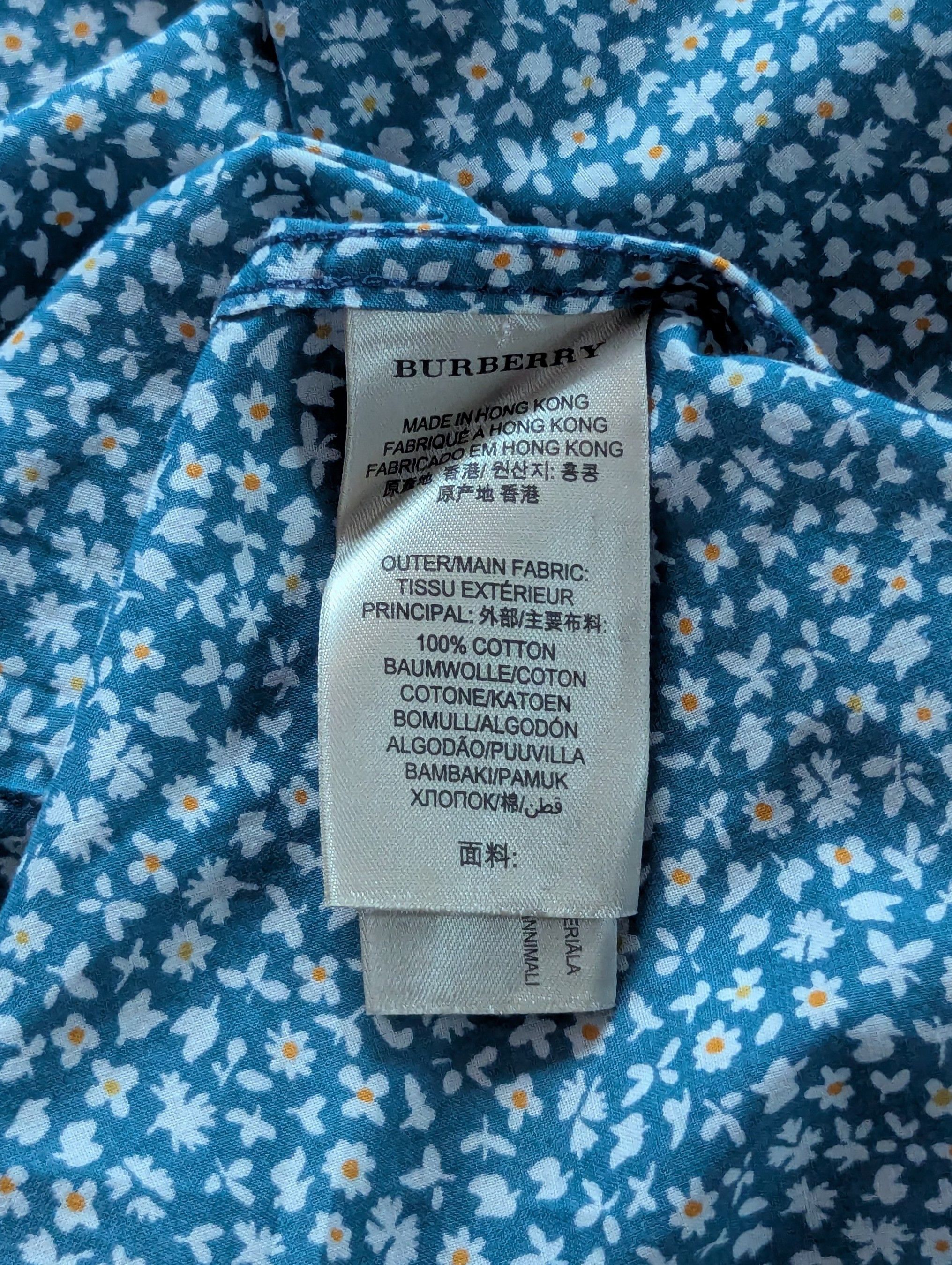 Burberry BURBERRY Brit Blue Cotton Floral Printed Short Sleeve Shirt Size US XL / EU 56 / 4 - 25 Thumbnail