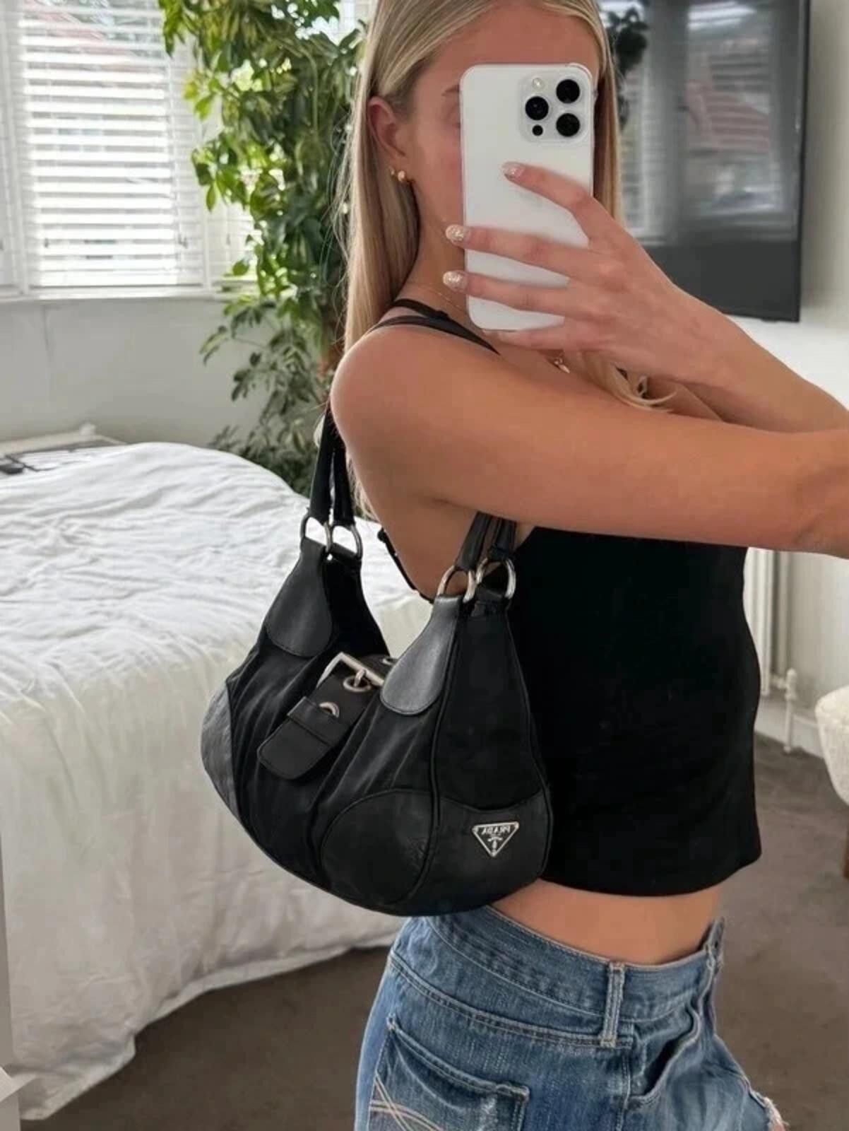 Prada Prada nylon buckle half moon shoulder bag in black Size ONE SIZE - 4 Thumbnail