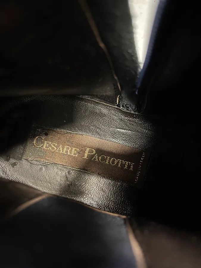 Vintage Cesare Paciotti Geometrical Buckle Navy Suede Leather Boots Size US 7.5 / EU 40-41 - 10 Thumbnail