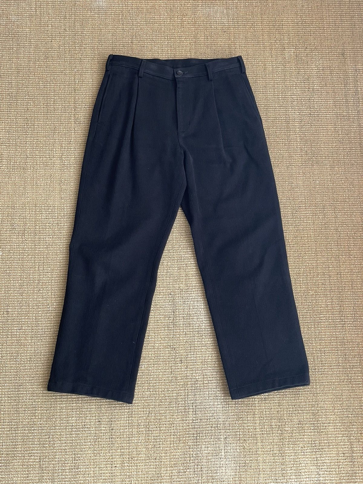 image of And Austin Dense Corded Cotton Single Pleat Trousers Size L in Black, Men's