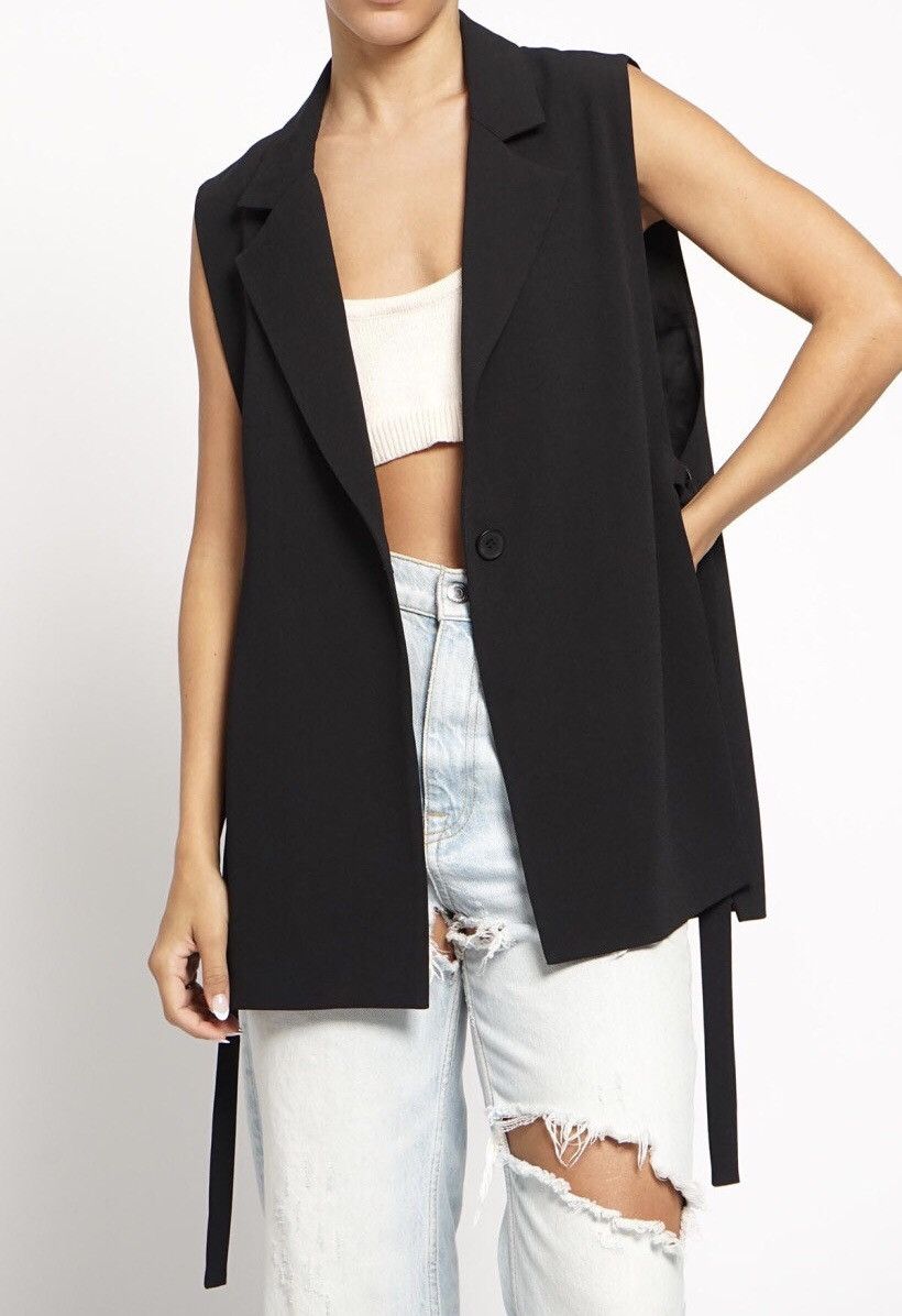 Zara Open Side Long Vest Designed Blazer Vest Jacket