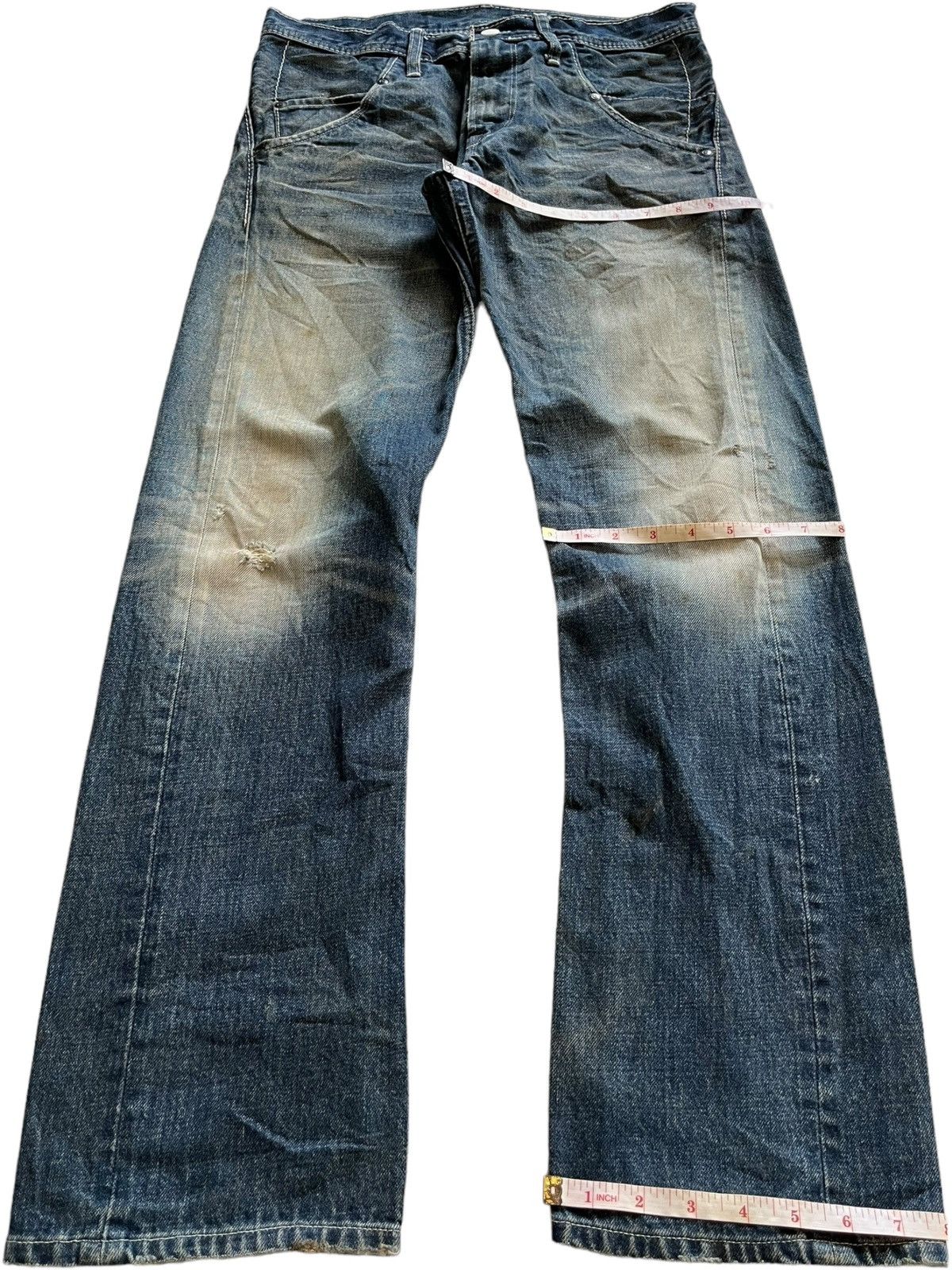 Japanese Brand Vintage Japanese Brand Mud Wash Distressed Loose Jeans Size US 31 - 13 Thumbnail