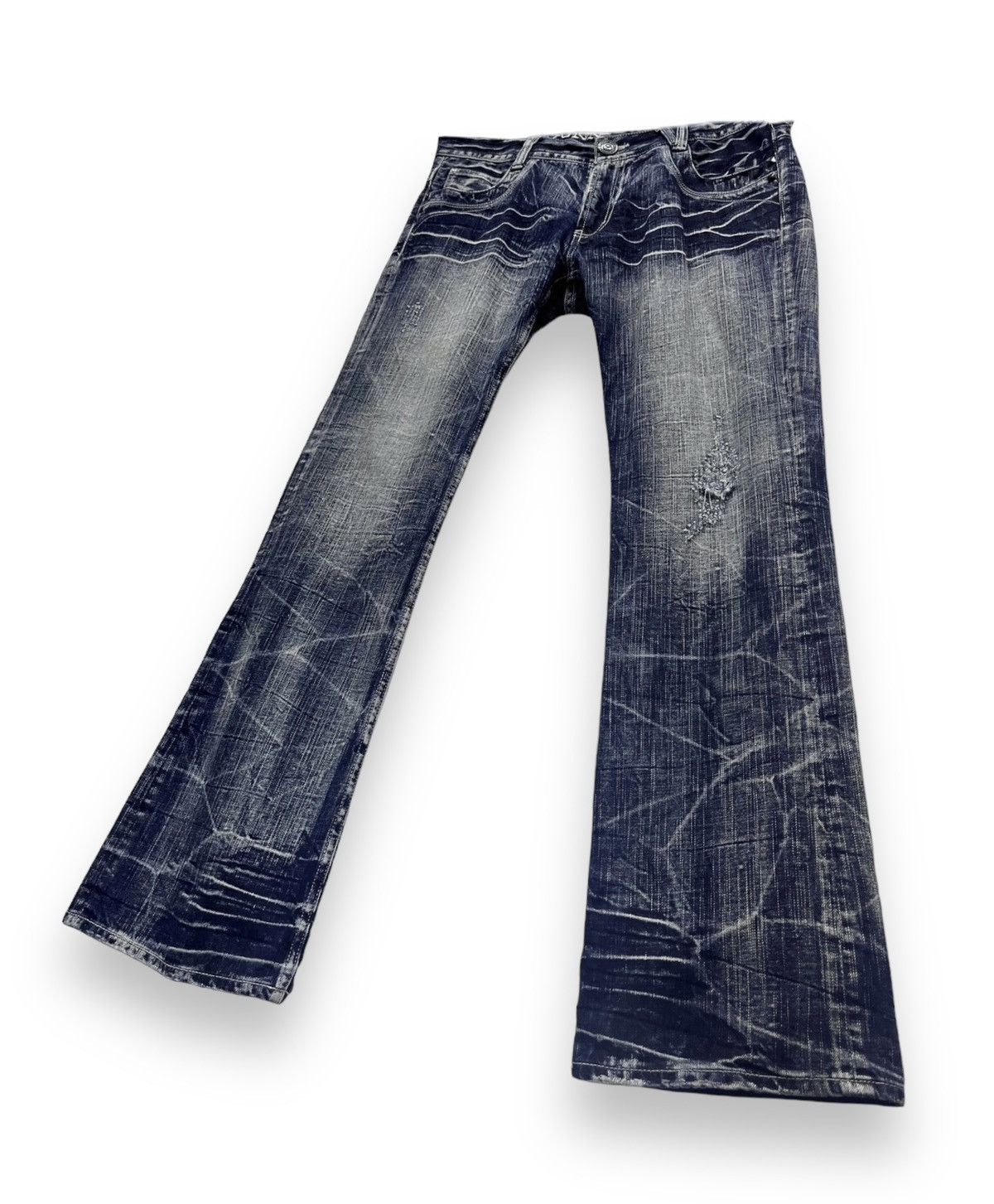Japanese Brand PUNKFLARE🔥SORRIDERE Distressed Acid Whiskered Denim Japan💥 Size US 34 / EU 50 - 4 Thumbnail