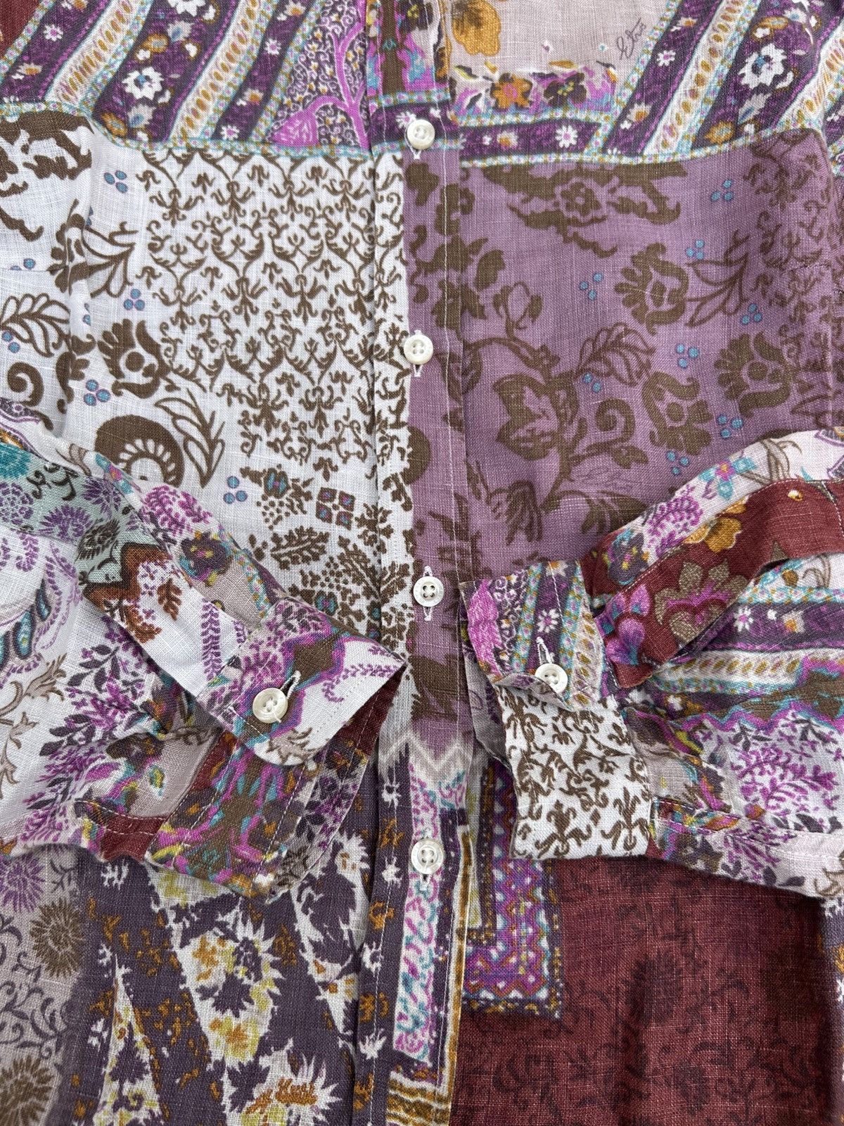Etro Etro Luxury Paisley Patchwork Linen Blouse Luxury Shirt Size M / US 6-8 / IT 42-44 - 6 Thumbnail