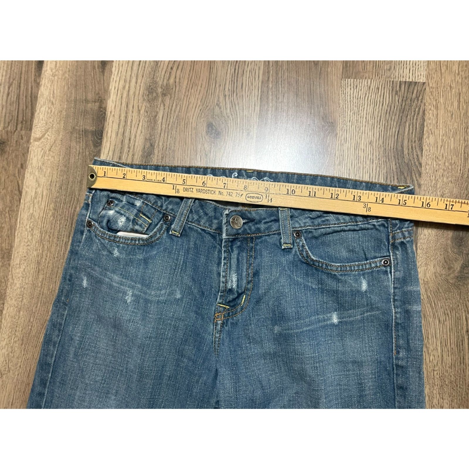 Flux Lux Jeans Women's 30 Blue Denim Wide-Leg Frayed Hem Pockets Vintage No? (Oops) Size 30" / US 8 / IT 44 - 7 Thumbnail