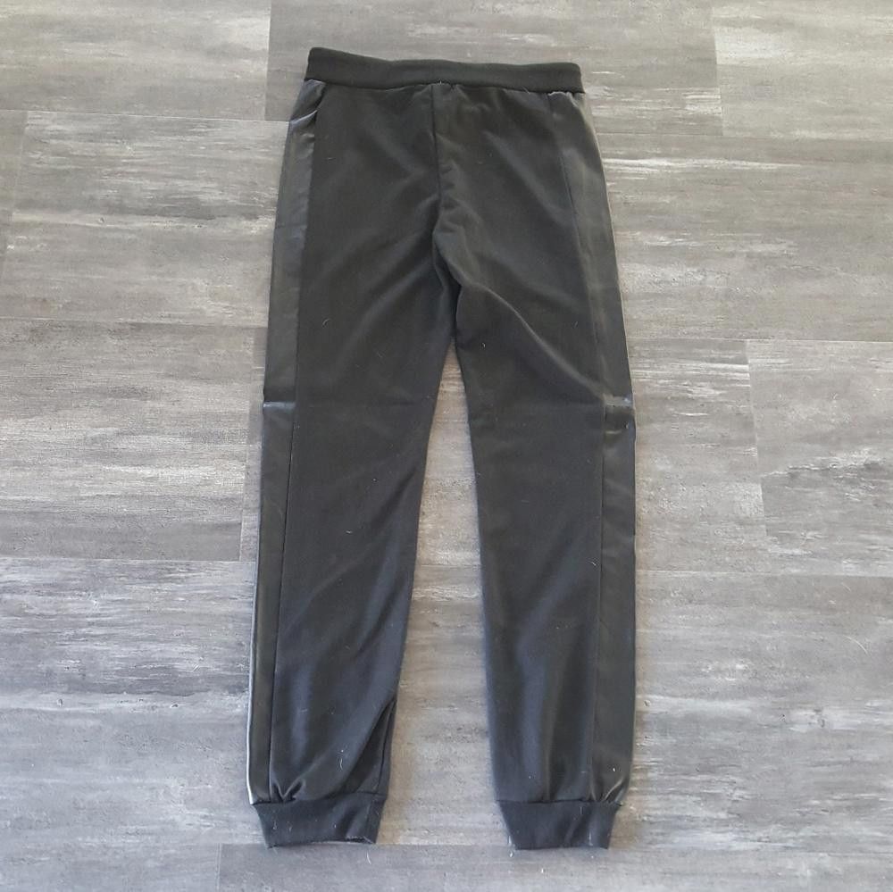 Designer Black Leather Side Luscious Sweats Size 32" / US 10 / IT 46 - 2 Thumbnail
