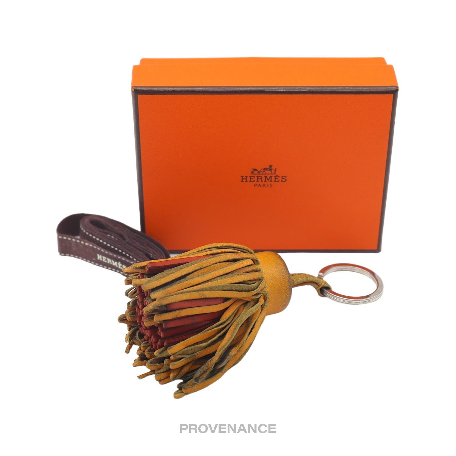 image of Hermes Milo Carmen Keychain - Orange/red Leather, Women's