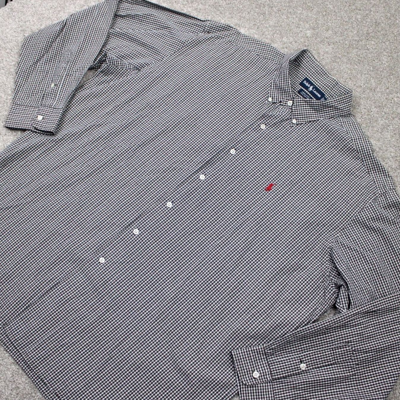 Ralph Lauren Ralph Lauren Shirt Men 2XL Gray/White Marlowe 100% Cotton Long Sleeve Button-Up Knit Polo Size US XXL / EU 58 / 5 - 4 Thumbnail