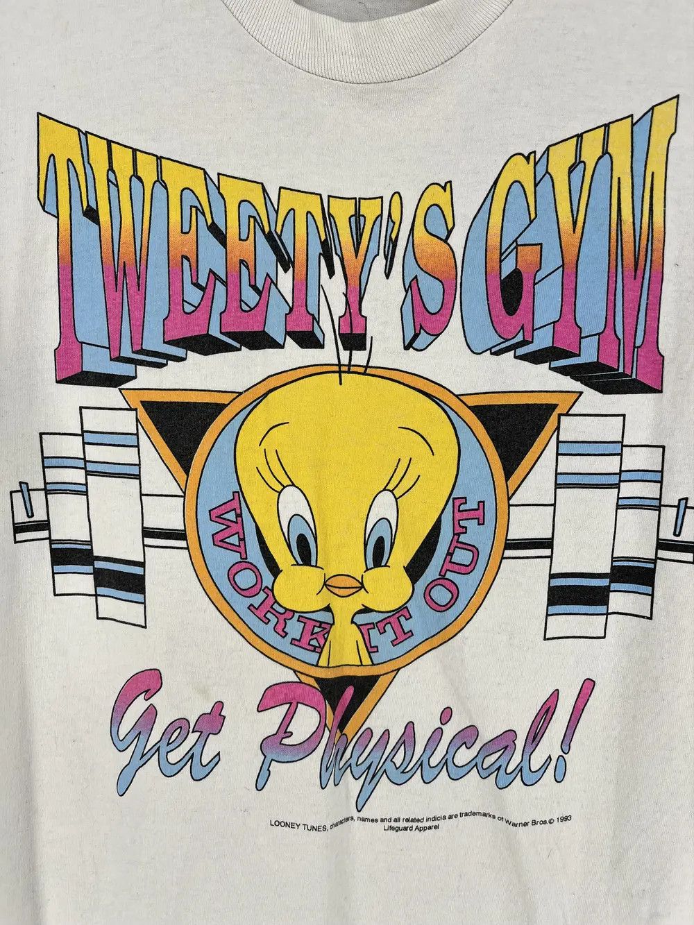 Warner Bros Vtg 1993 Tweety’s Gym Looney Tunes Workout Theme Mens TShirt Size US L / EU 52-54 / 3 - 10 Thumbnail