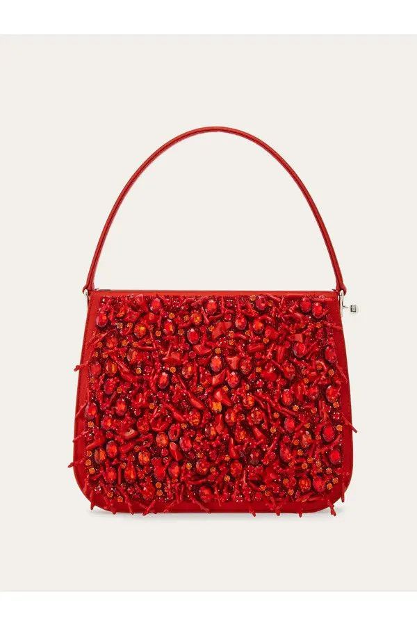 Salvatore Ferragamo o1s1rm0924 Size: OS / Bejeweled Handbag in Red Size ONE SIZE - 1 Thumbnail