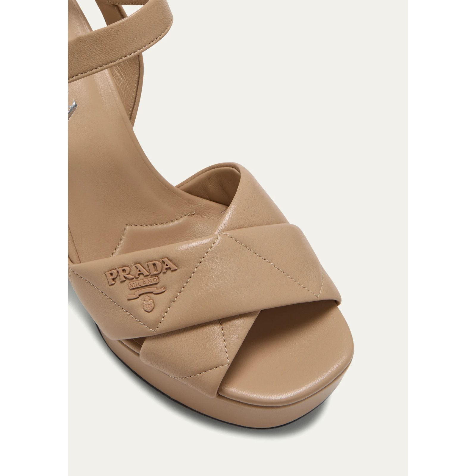 Prada Prada 65mm Nude Beige Quilted Leather Platform Sandal 41 Size US 11 / IT 41 - 7 Thumbnail