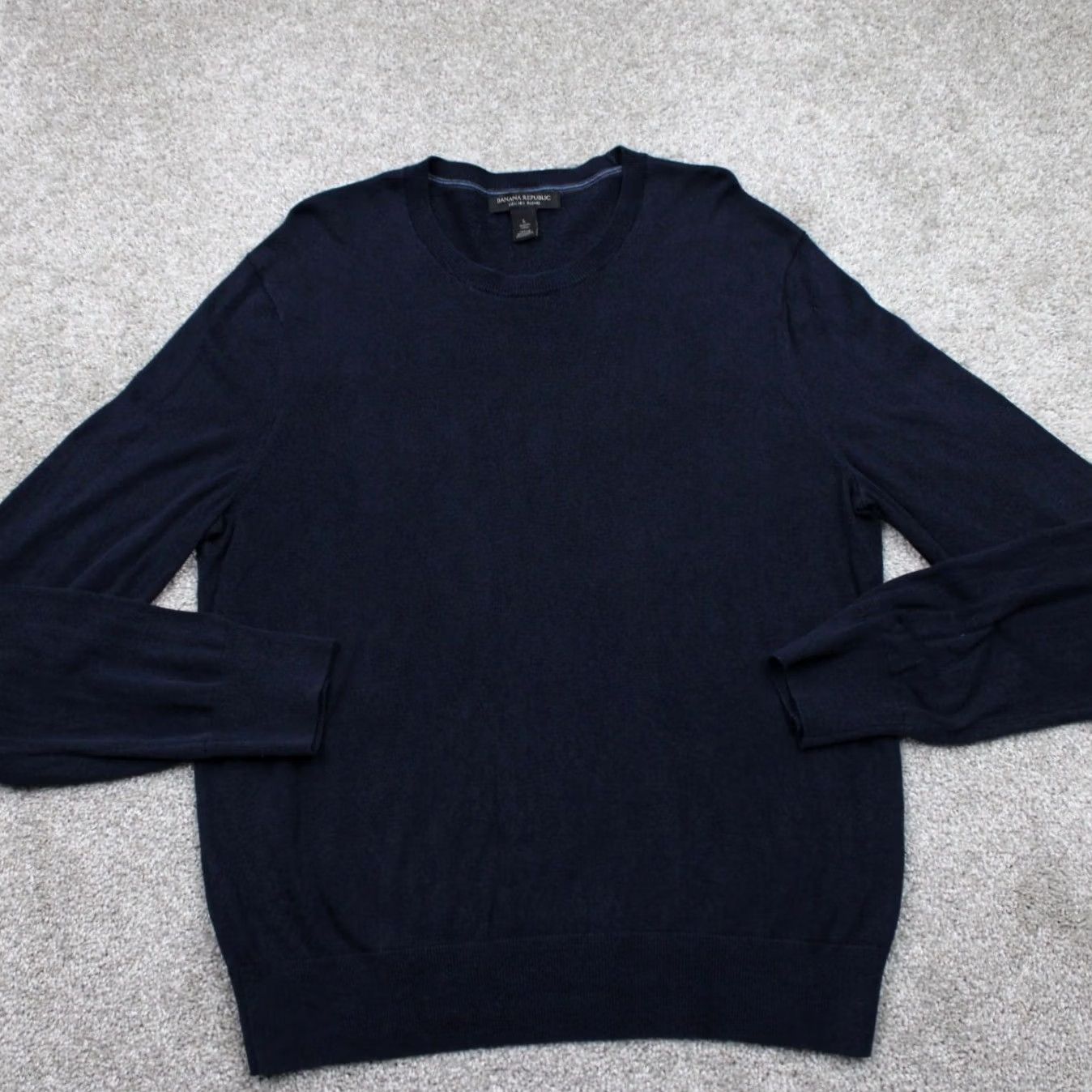 Banana Republic Banana Republic Men's Large Blue Sweater V-Neck Silk/Cotton/Cashmere Pullover Knit Formal Casual Workwear Size US L / EU 52-54 / 3 - 2 Thumbnail