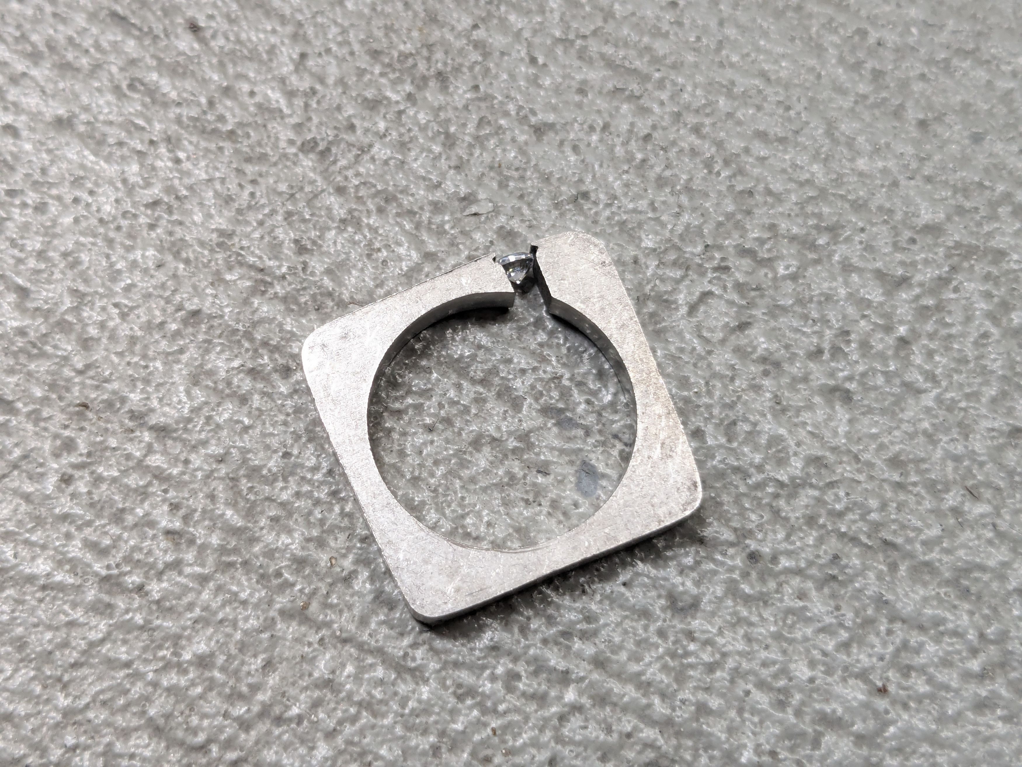 Vintage Vintage Stainless Steel Ring CZ Square Modern Abstract Size ONE SIZE - 3 Thumbnail