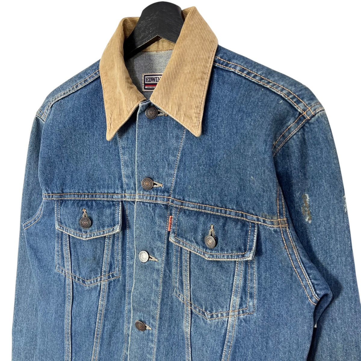 Edwin × Vintage Vintage Edwin Denim Trucker Jacket Corduroy Collar Size US M / EU 48-50 / 2 - 4 Thumbnail