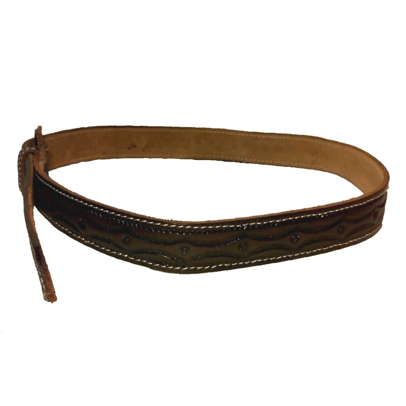 Vintage VINTAGE Hand Tooled Leather Belt Men Size 42 Brown Adjustable 1.375" Wide El Salvador Handmade Traditional Size 42 - 3 Thumbnail