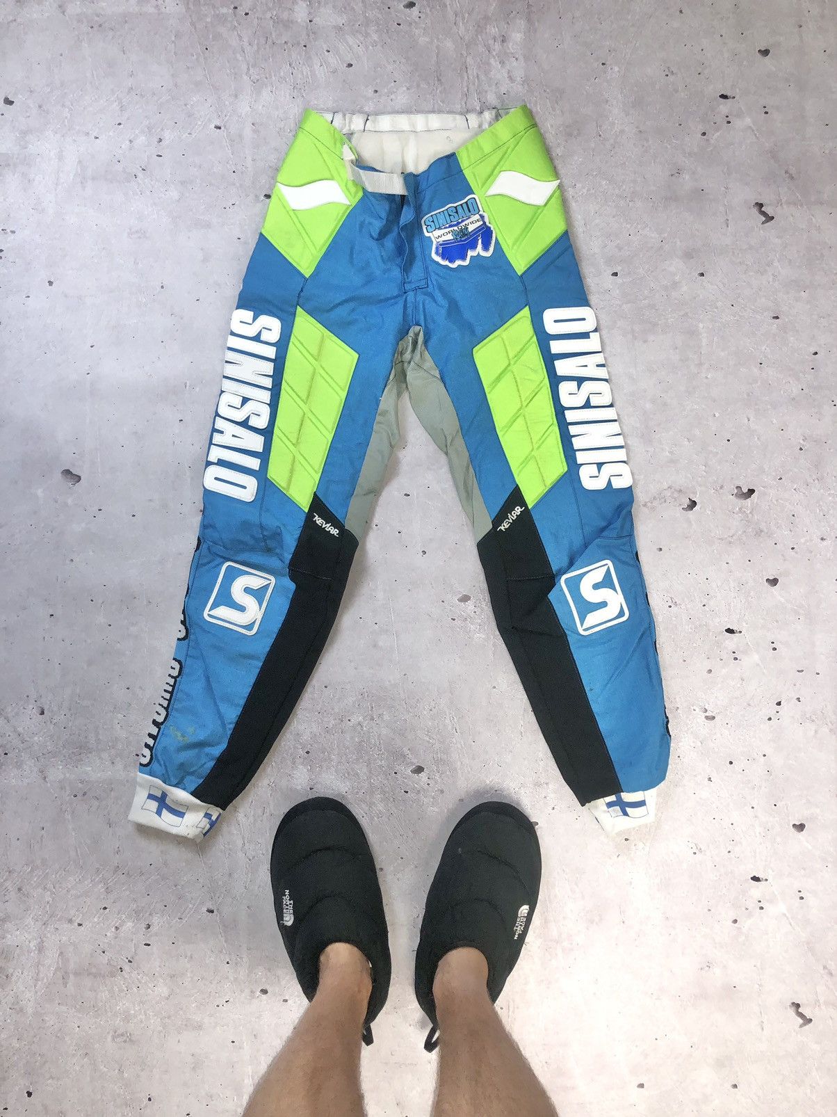 image of Vintage Sinisalo Motorcross Racewear Pants Made In Finland in Blue, Men's (Size 30)