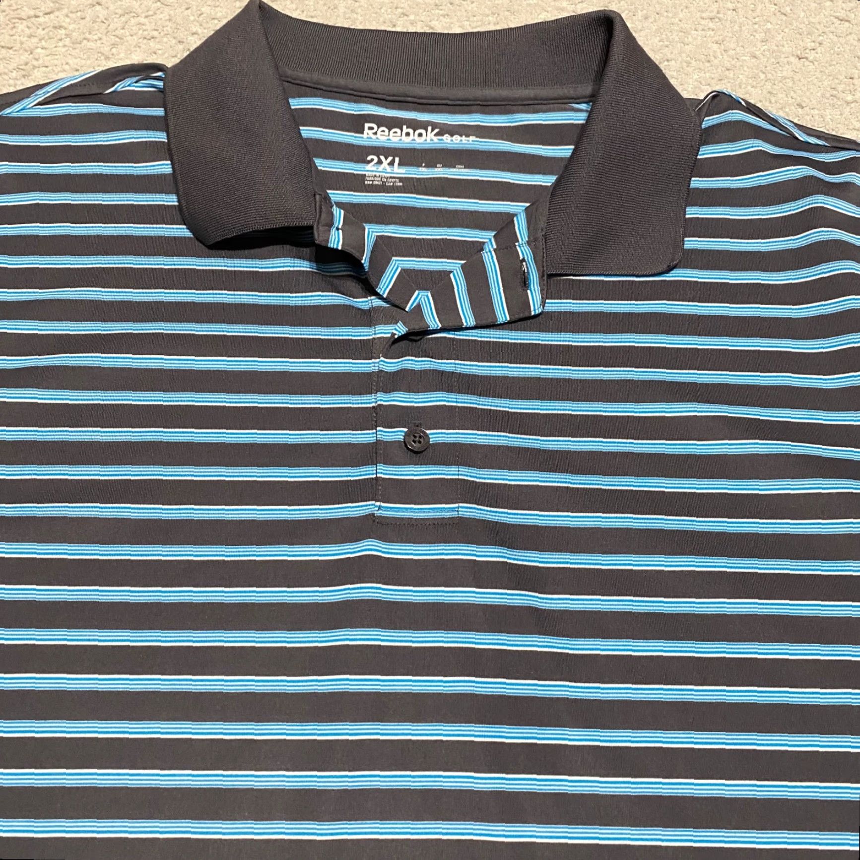 Reebok Reebok Mens 2XL Shirt Gray Striped Polo Golf Short Sleeve Outdoor Athletic Size US XXL / EU 58 / 5 - 6 Thumbnail