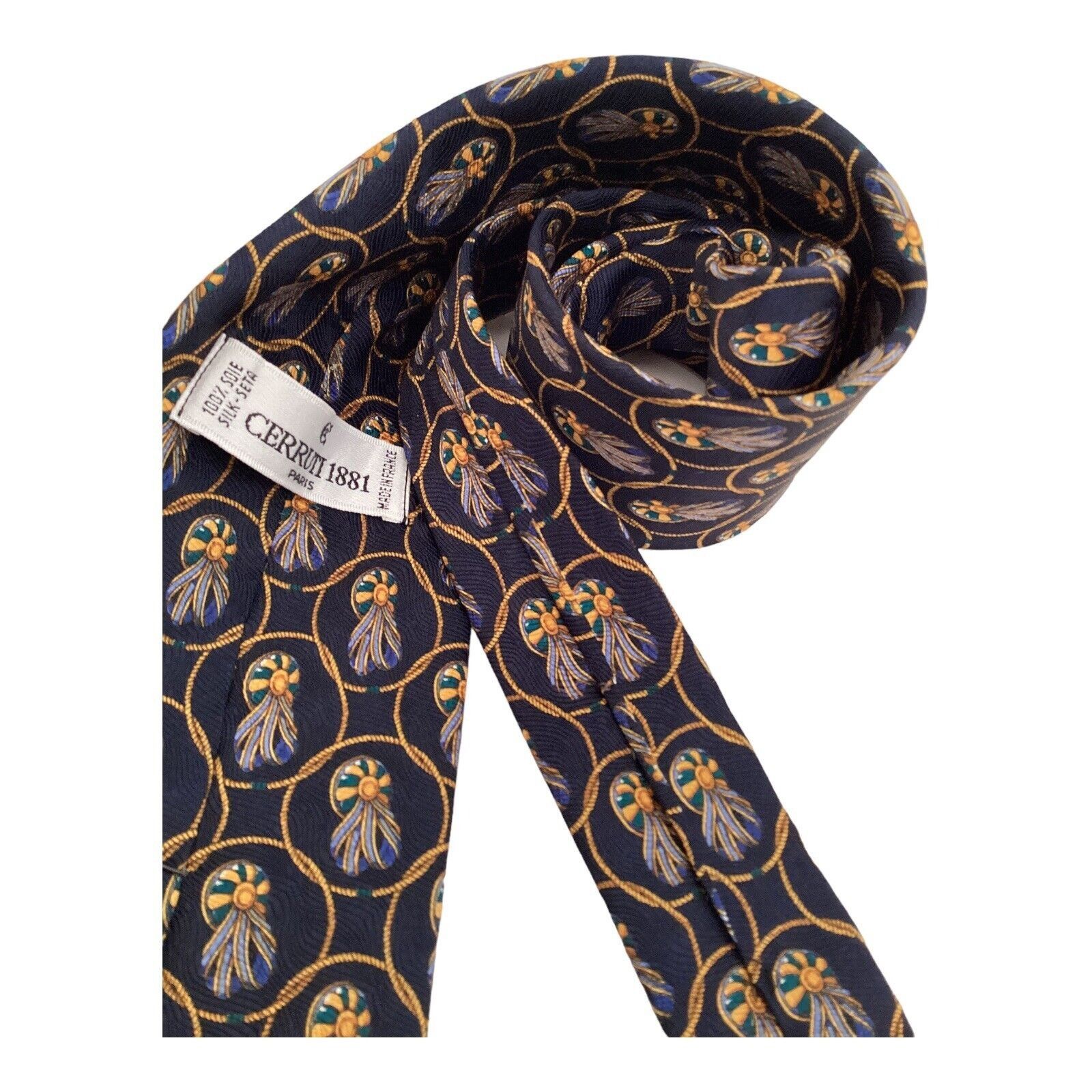 Cerruti 1881 CERRUTI 1881 Blue Ribbon Print Silk Tie France W: 3.75" Size ONE SIZE - 3 Thumbnail