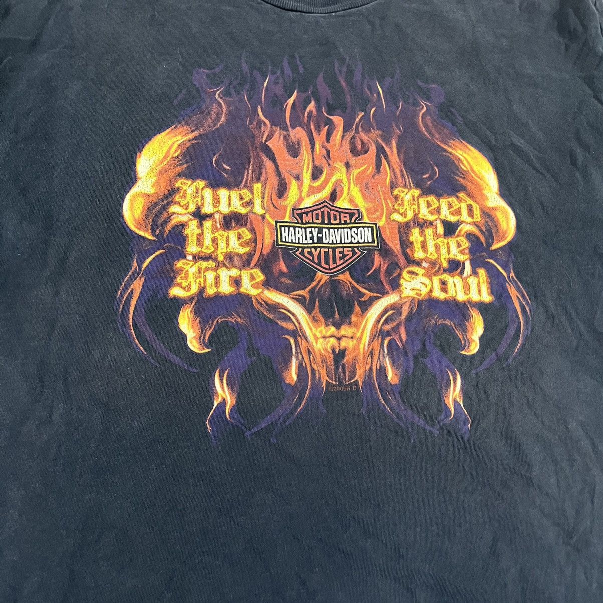 Harley Davidson × Vintage Vintage Harley Davidson Flames Logo Grunge Y2K Tee Shirt Size US XL / EU 56 / 4 - 4 Thumbnail