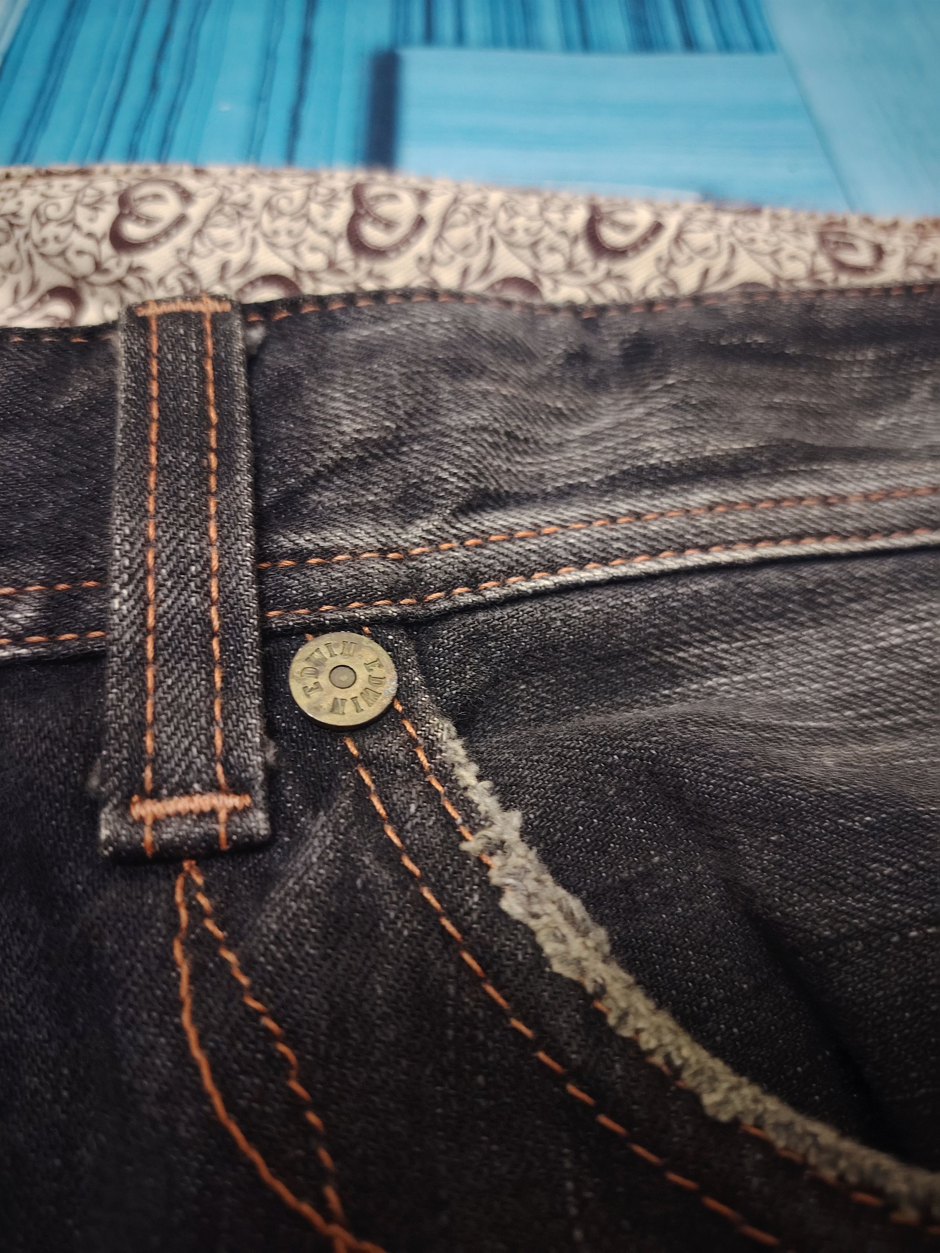 Edwin Japanese Edwin 503 Blue Trip Orange Stitch Flared Jeans Size US 35 - 9 Thumbnail