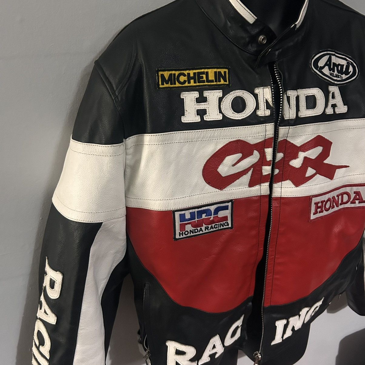 Honda Honda Racing CBR black Leather biker/ motorcycle jacket 3XL Size US XXL / EU 58 / 5 - 2 Thumbnail