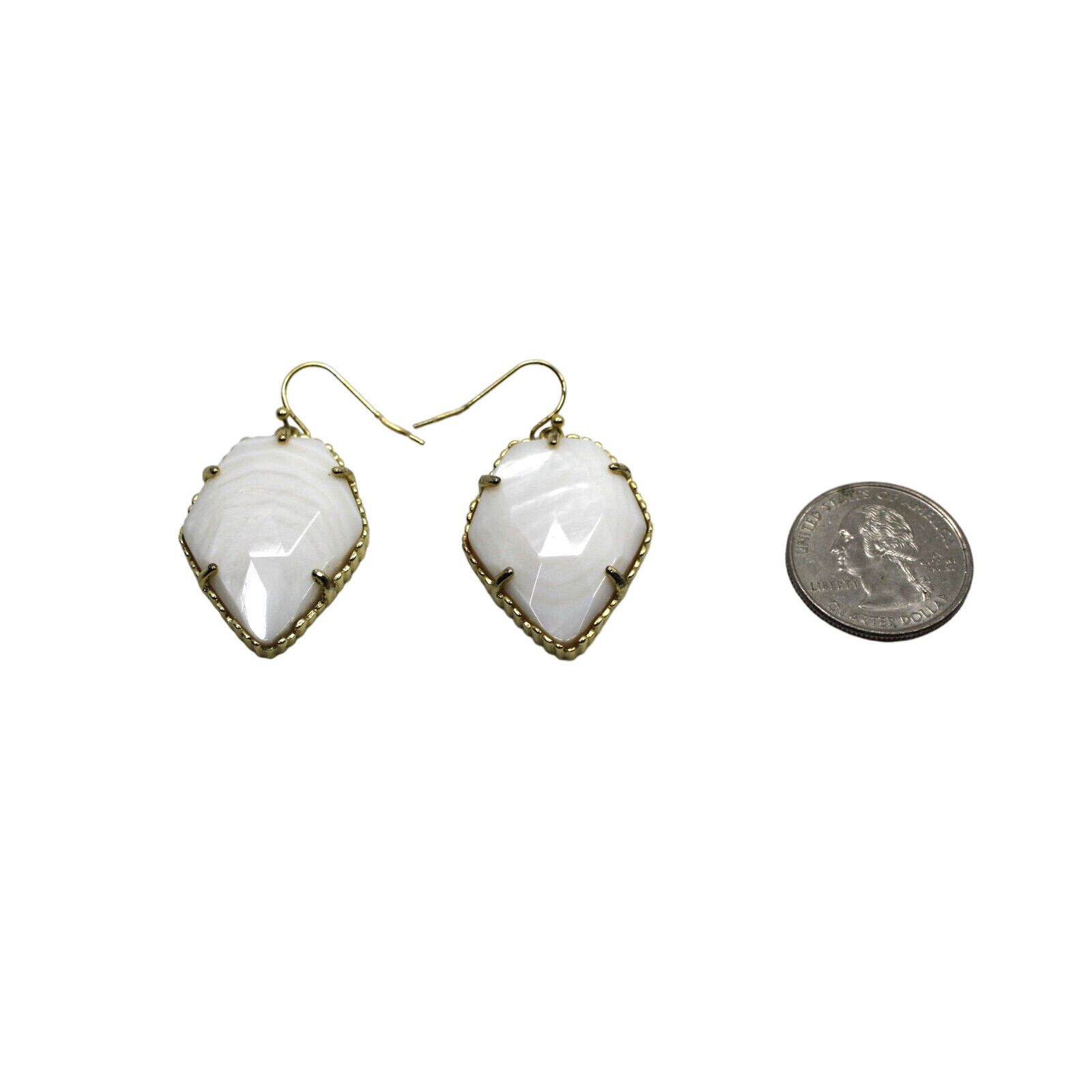 Kendra Scott A3 RARE Kendra Scott Corley Gold Tone White Pearl Earrings Size ONE SIZE - 3 Thumbnail