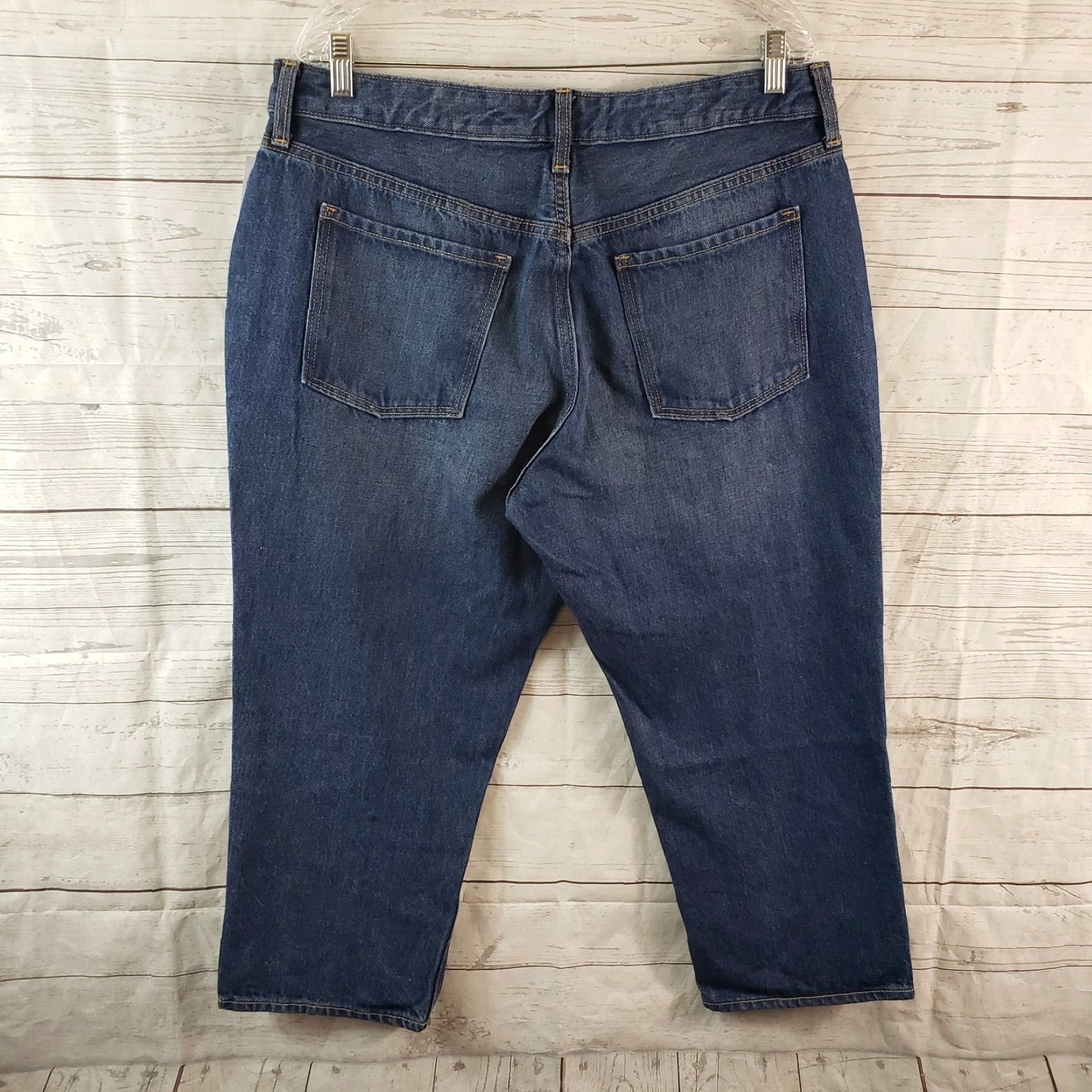 Old Navy VINTAGE Old Navy Womens High Waisted Slouchy Straight Crop Jeans Sz 14P Blue Size 36" / US 14 / IT 50 - 4 Thumbnail