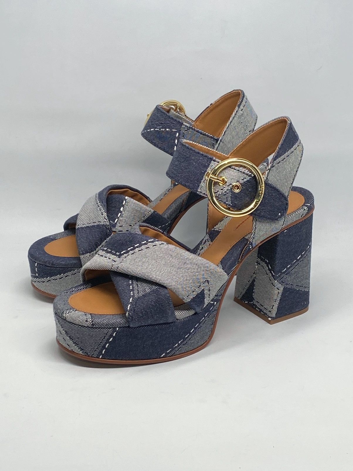 See by Chloe See by Chloe Joei Patchwork Denim Platform Sandals size 39 Size US 9 / IT 39 - 6 Thumbnail