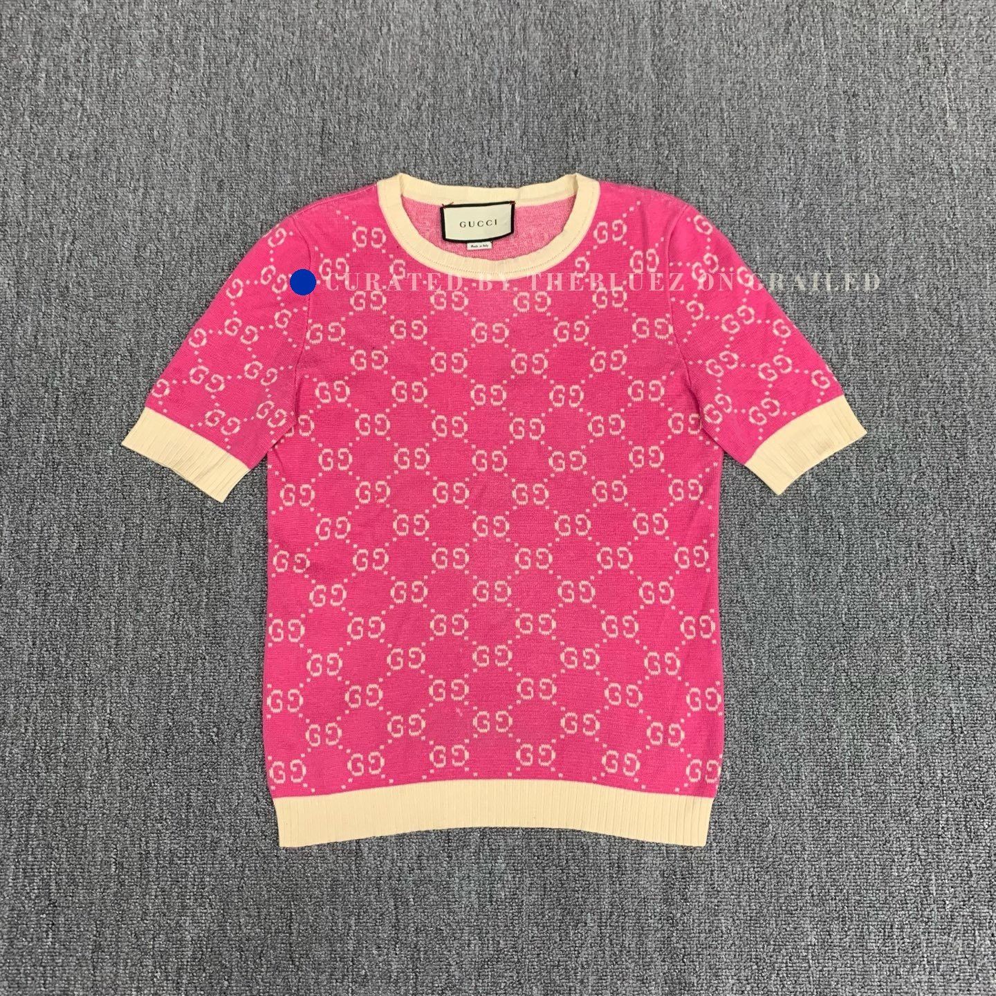 Gucci Gucci Pink Logo Knit Short Sleeve Size XS / US 0-2 / IT 36-38 - 1 Thumbnail