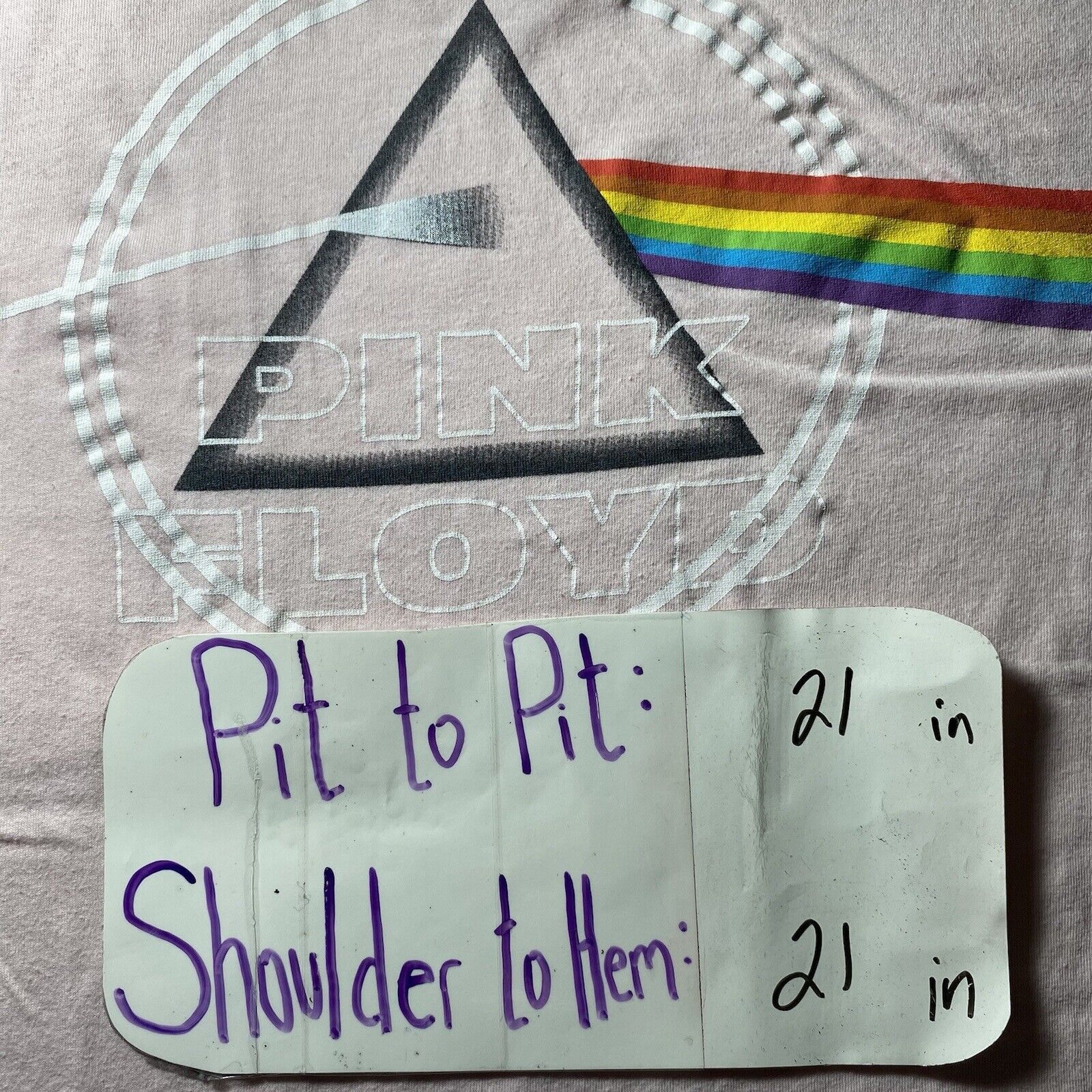 Pink Floyd Pink Floyd Large Dark Side of the Moon Cropped Pink T Shirt Size L / US 10 / IT 46 - 9 Thumbnail