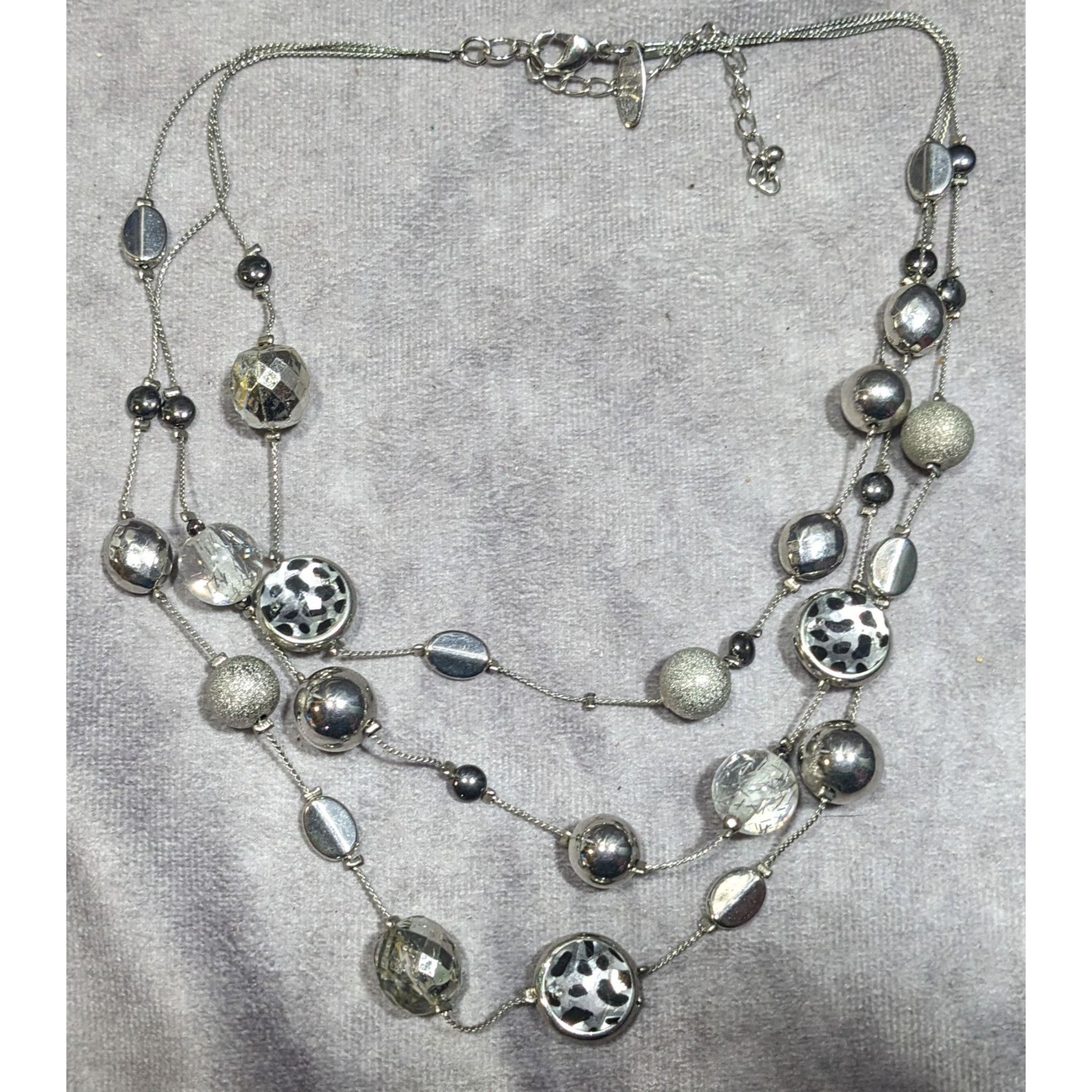 Other NY & Co Safari Glam Animal Print Silver Tone Layered Necklac Size ONE SIZE - 5 Thumbnail