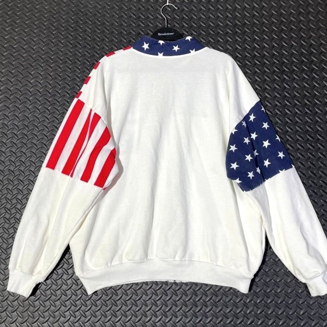 Vintage VINTAGE ESY SPORT WEAR Full Zip Shirt Men XL White USA Flag Quad Cities Red Blue Men’s XL Size US XL / EU 56 / 4 - 3 Thumbnail
