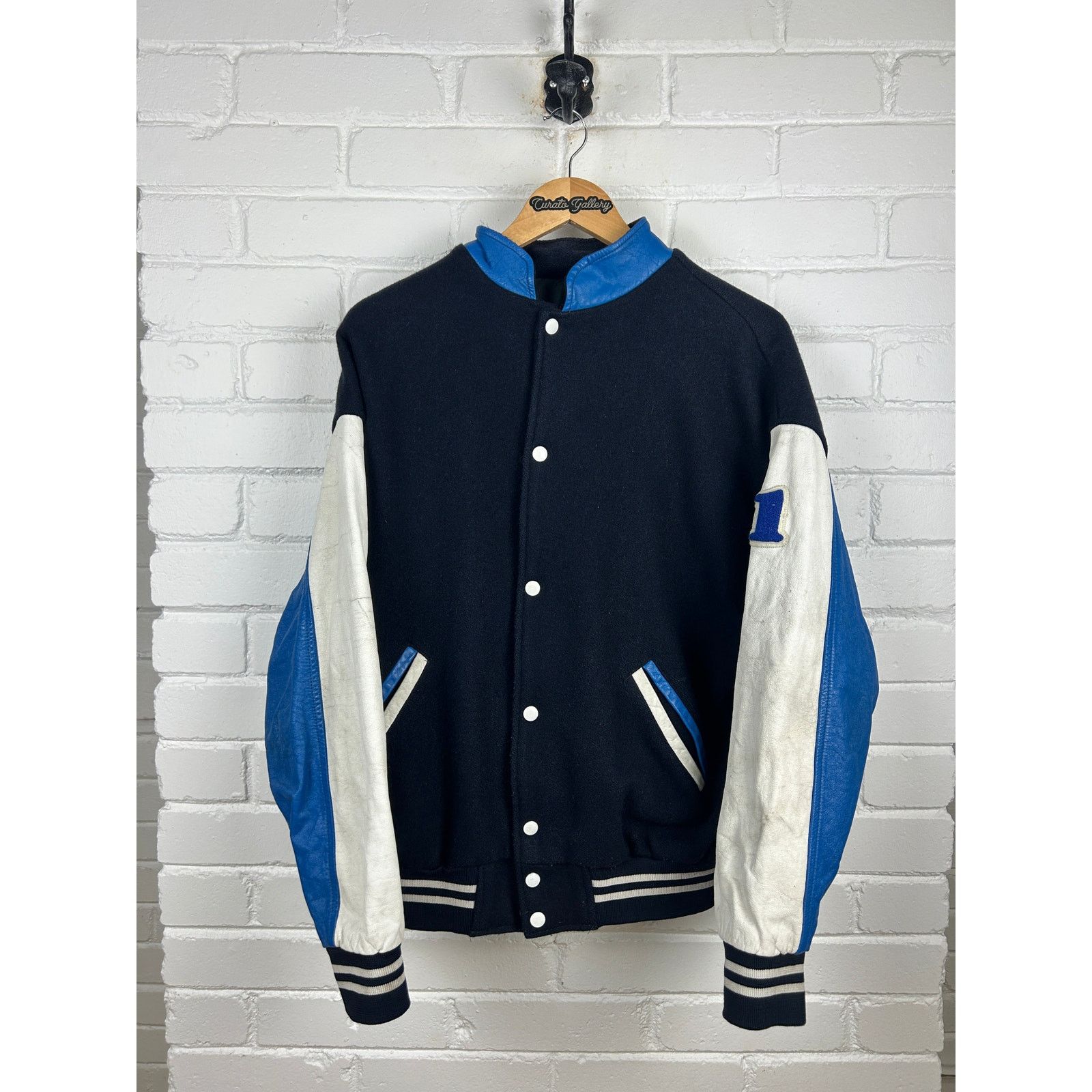 Vintage Vintage 90s Adjac Two Tone Wool Varsity Letterman Jacket L Size US L / EU 52-54 / 3 - 1 Thumbnail