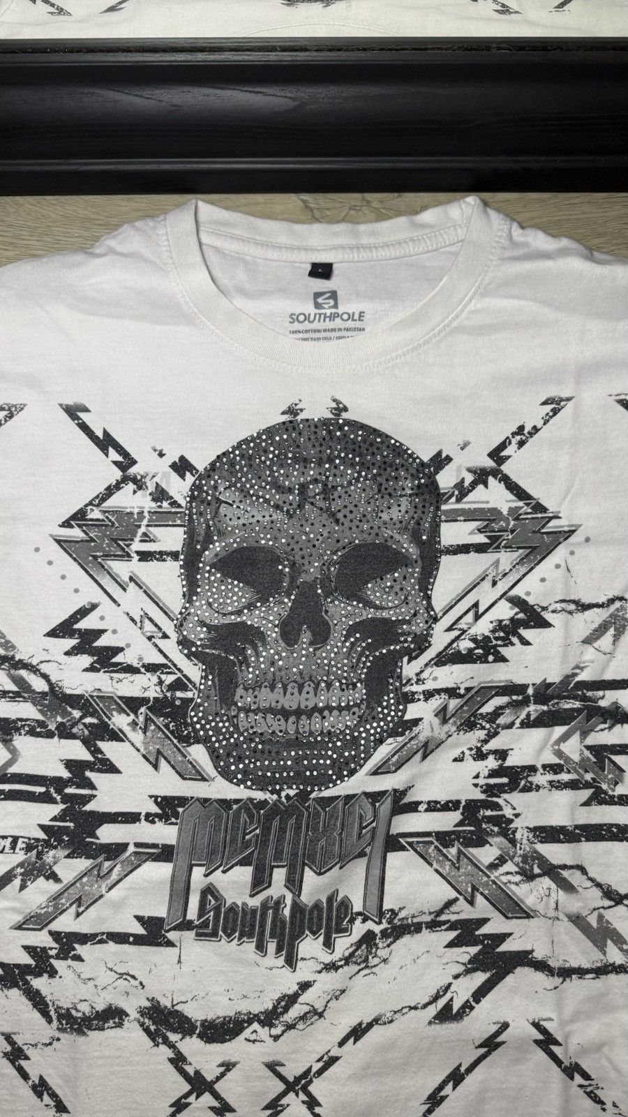 Southpole Y2K 2000s Southpole Rhinestone Skull Lightning AOP Shirt Size US L / EU 52-54 / 3 - 4 Thumbnail