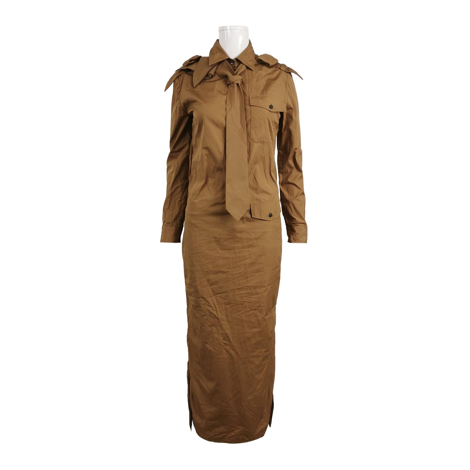 Prada Prada Solid Cotton Collared Maxi Dress Size 36 Size XS / US 0-2 / IT 36-38 - 1 Thumbnail