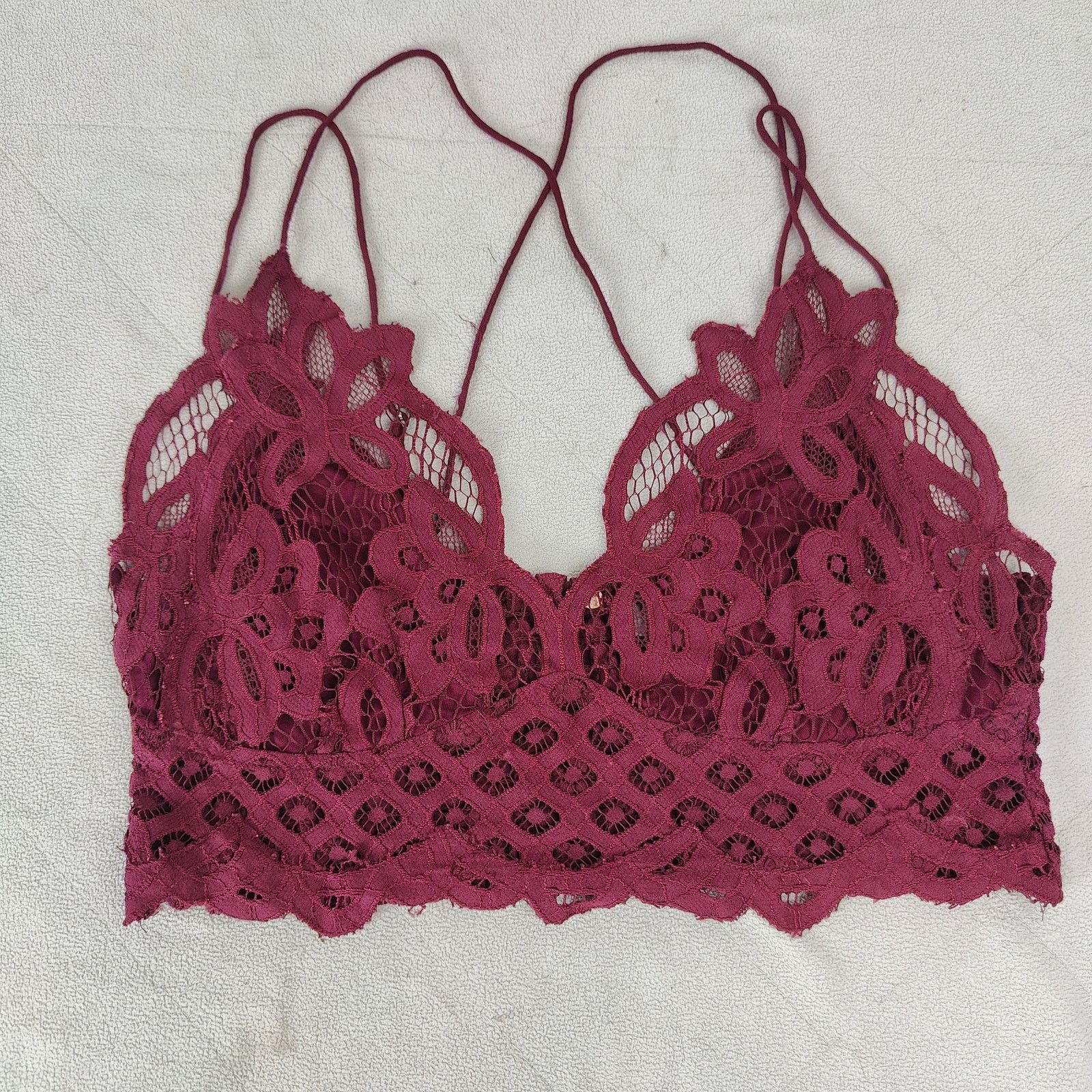 Free People Free People One Adella Bra Womens XL Burgundy Lace Crop Top Size ONE SIZE - 1 Thumbnail