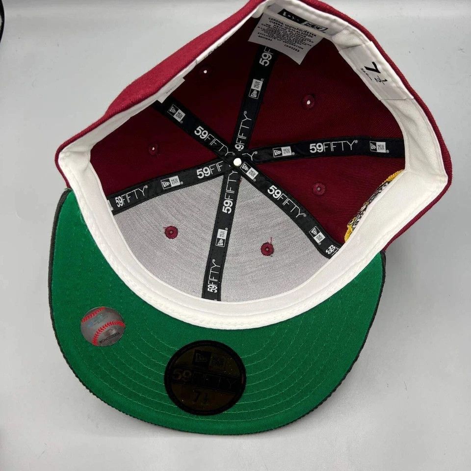 New Era Florida Marlins Hat Men 7 1/2 Red Corduroy MLB Fitted Cap Size ONE SIZE - 2 Thumbnail