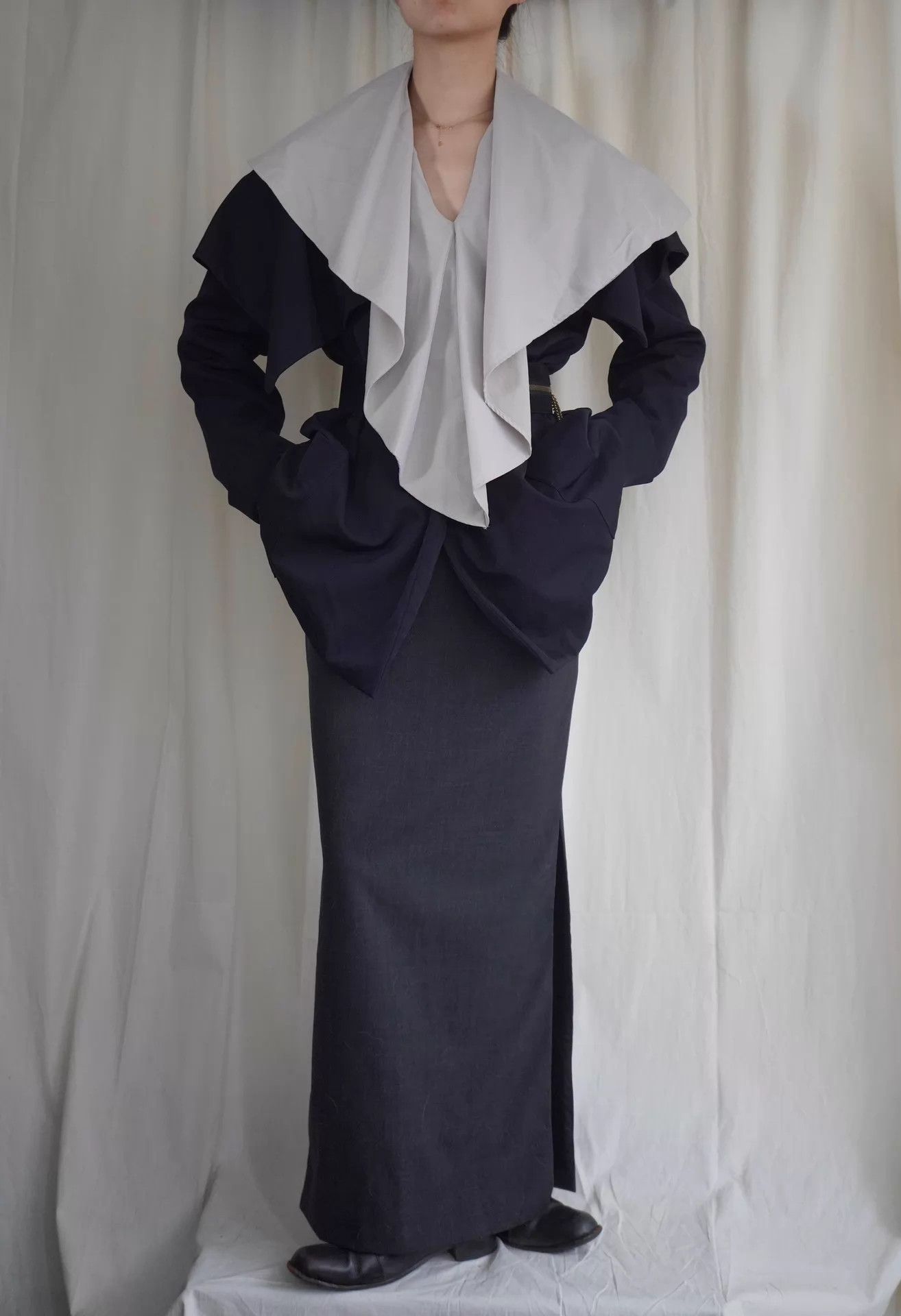 Masaki Matsushima MASAKIMATSUSHIMA 98 Gray Tulle-Collar Shirt Wmn's M Size M / US 6-8 / IT 42-44 - 7 Thumbnail
