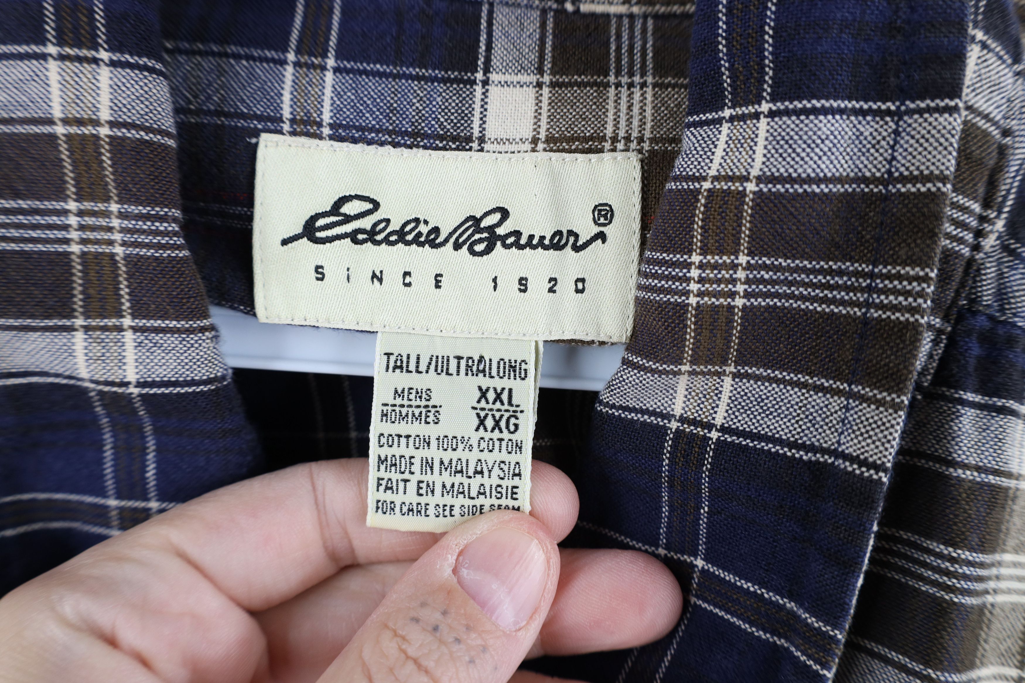 Eddie Bauer × Vintage Vintage 90s Eddie Bauer Button Down Shirt Plaid Cotton Size US XXL / EU 58 / 5 - 6 Thumbnail