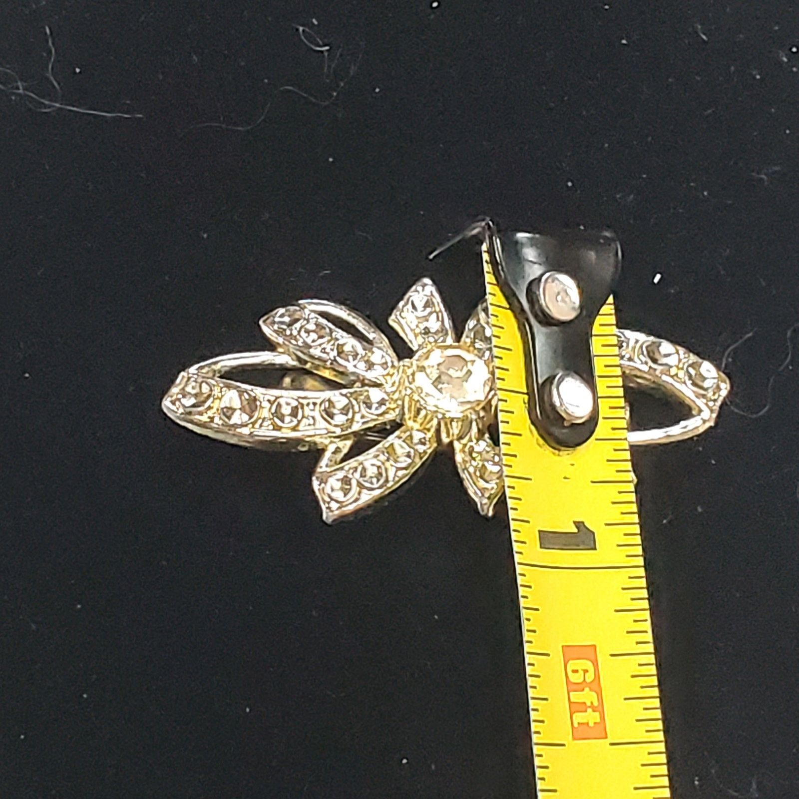 Other Silver Tone Clear Rhinestone Bow Unsigned Vtg Size ONE SIZE - 5 Thumbnail
