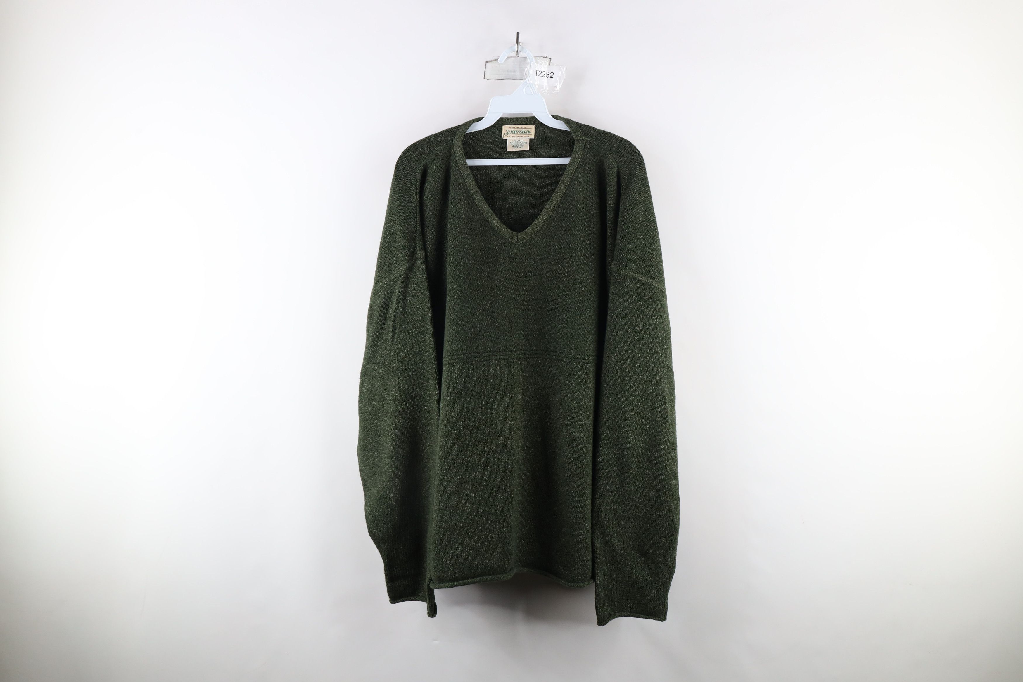 Vintage Vintage 90s Streetwear Boxy Fit Marled Knit Sweater Green Size US XXL / EU 58 / 5 - 1 Thumbnail